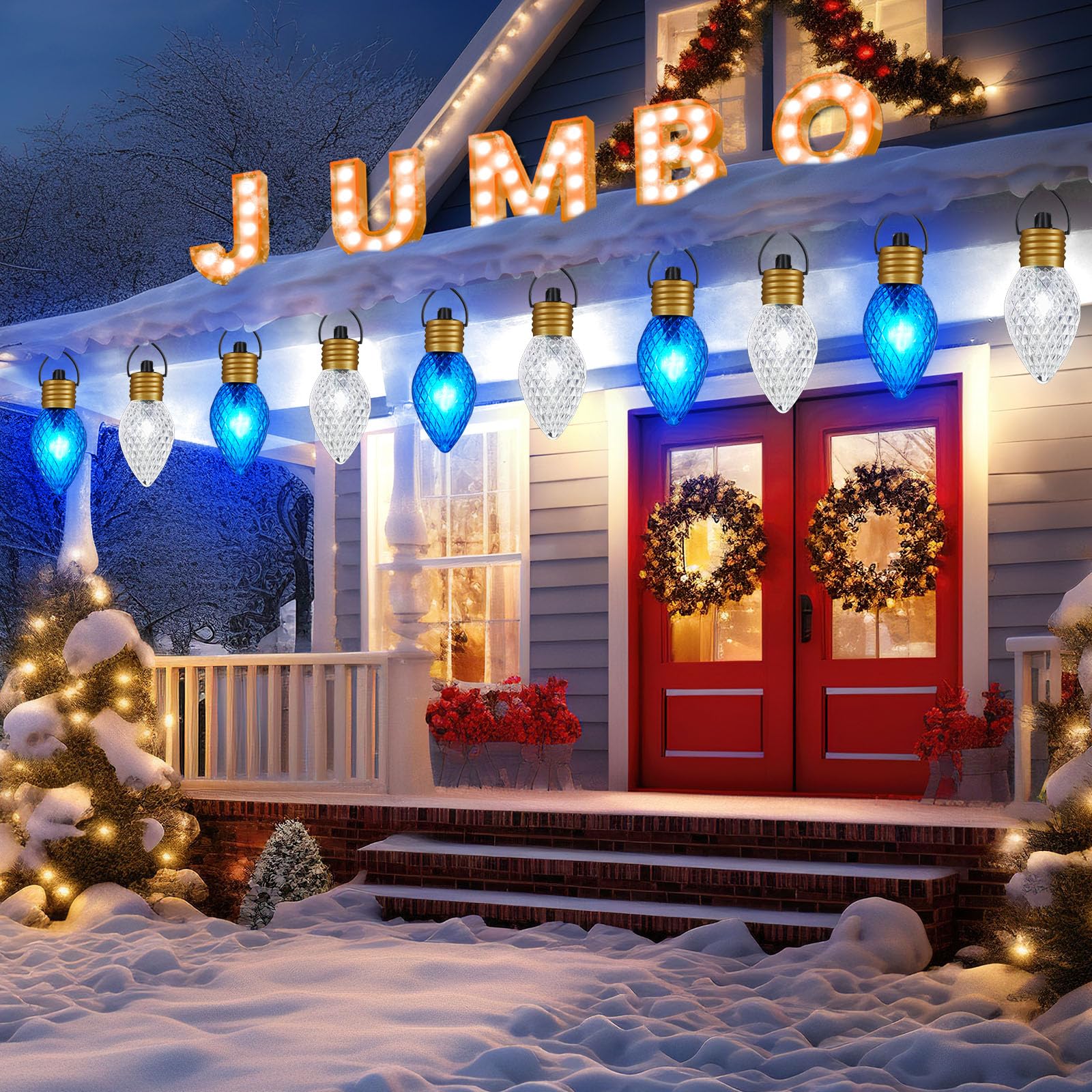 Brightown Strawberry Jumbo C9 Christmas Pathway Lights Outdoor - 2 Pack Total 17Ft 10 Led C9 Walkway Lights,Holiday Pathway Ligh
