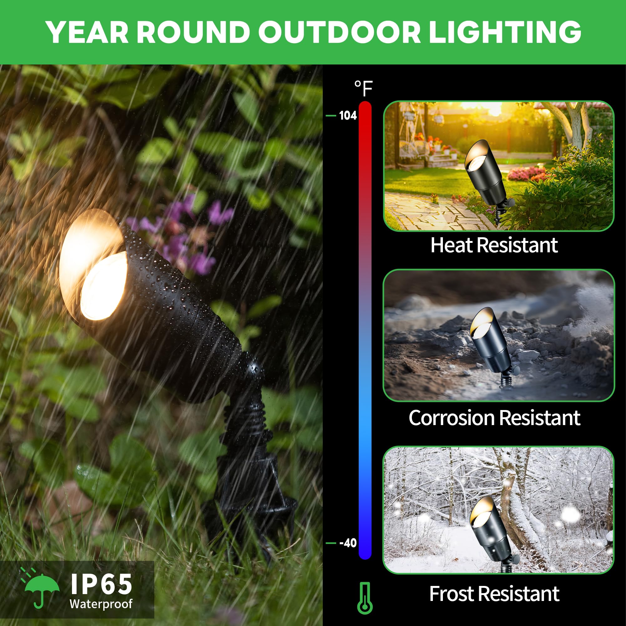 Varmtalys Waterproof Black Led Landscape Lights, 12V Ac/Dc Outdoor Spotlights, Aluminum Uplight For Fence Lawn Decorations With