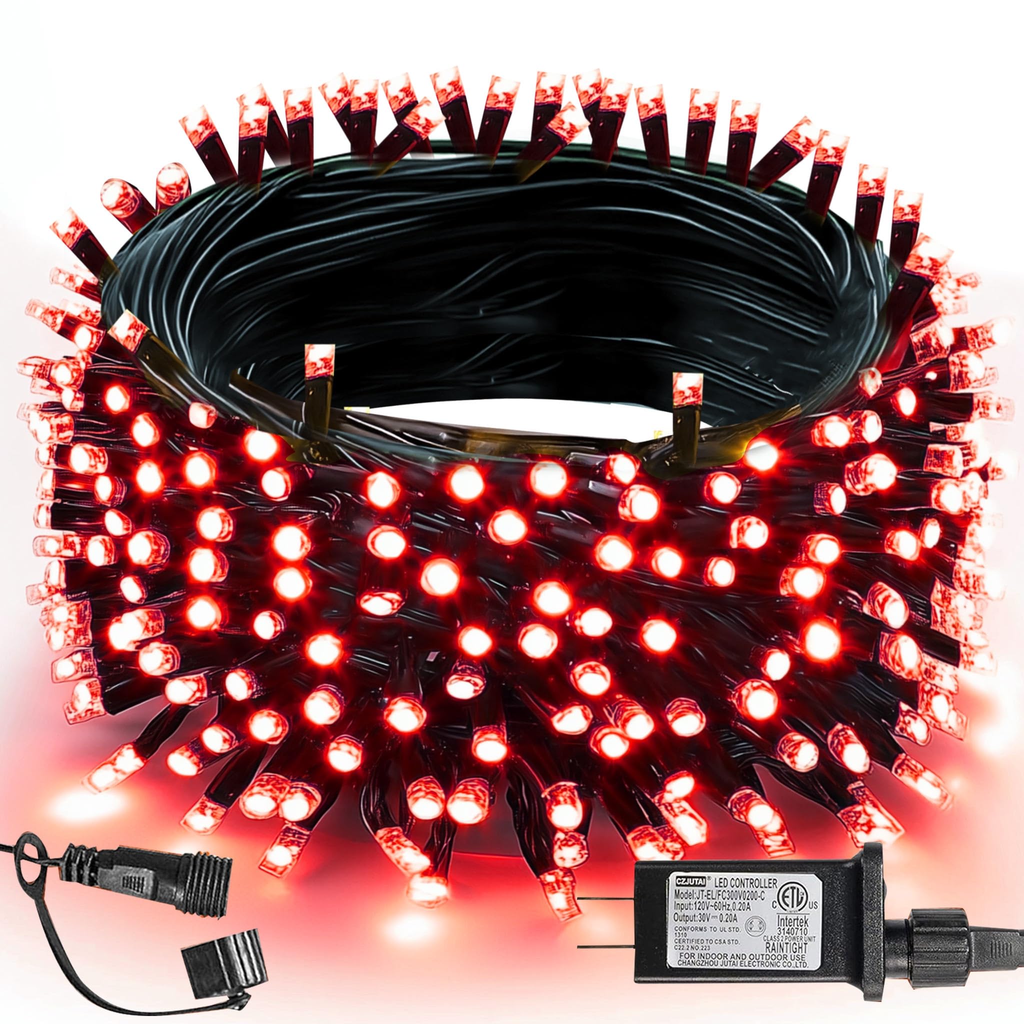 TW SHINE Christmas Lights, 200 LED, 66FT Outdoor Waterproof, 8 Modes, Red, Model HB-200COI
