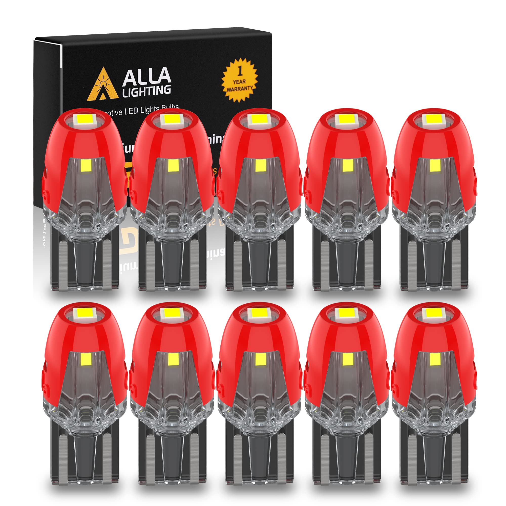 Alla Lighting W2.1x9.5d Base Mini T10 Wedge 2825 168 194 LED Bulbs SMD Super Bright 6000K White Interior Map/Dome/Trunk/Glove Box/License Plate Lights W5W 161 175