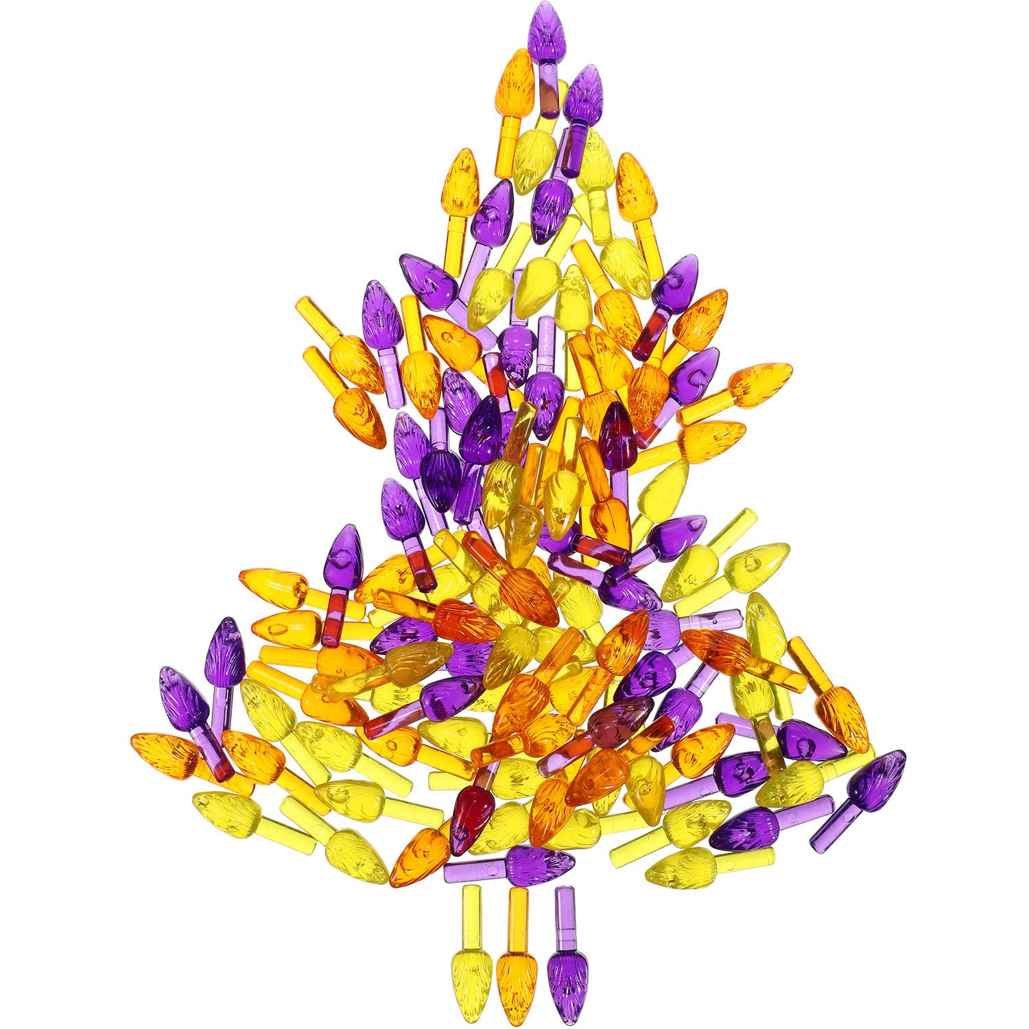 BBTO 120 Pieces Ceramic Tree Replacement Bulbs Ceramic Halloween Tree Replacement Lights, Orange Purple Yellow Medium Plastic Li