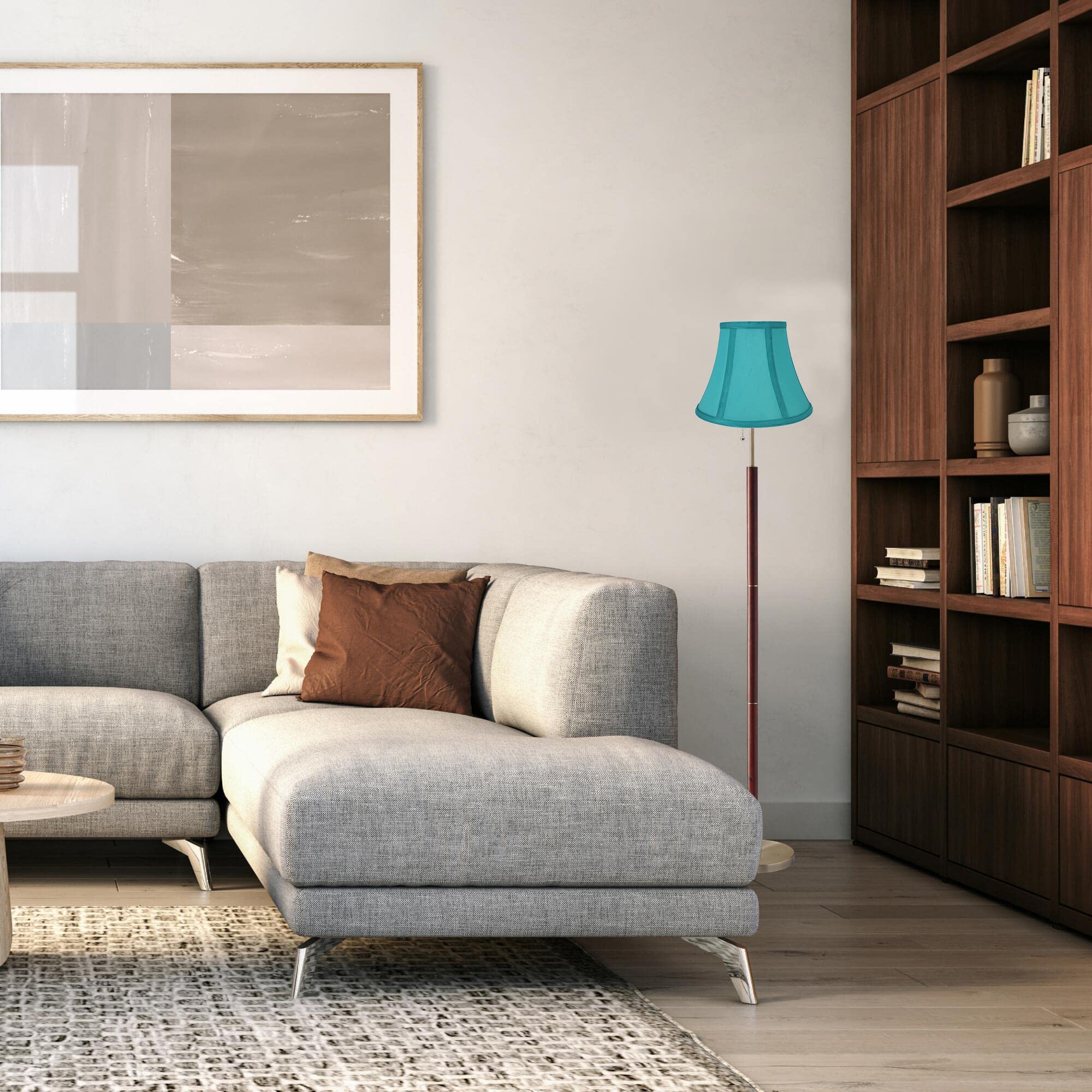 Urbanest Set Of 2 Softback Bell Lampshades, Faux Silk, Teal, 5X9X7