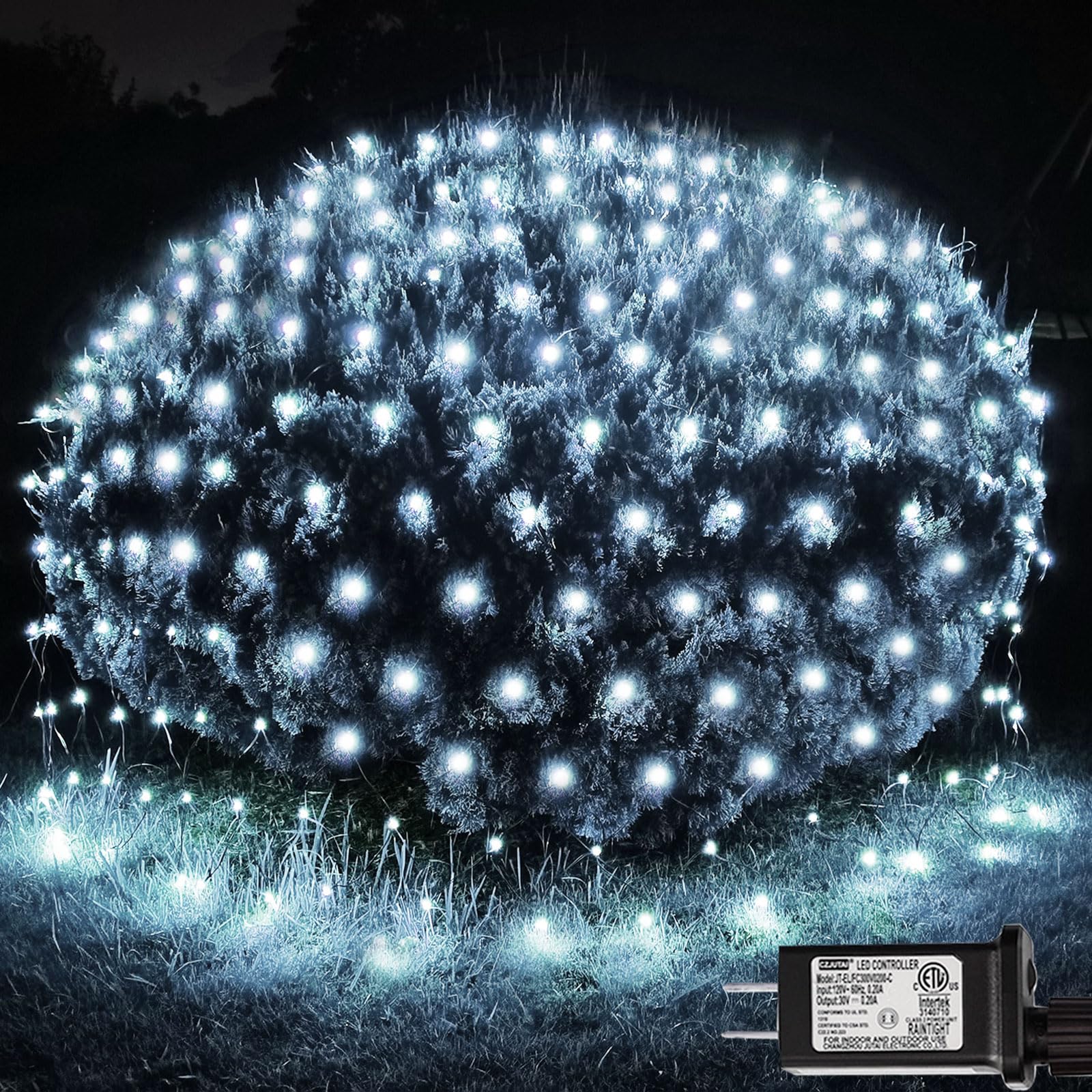 OYCBUZO 300LED White Net Lights, 14.8ft x 5ft Connectable Christmas Outdoor String Mesh Lights with 8 Lighting Modes, Waterproof