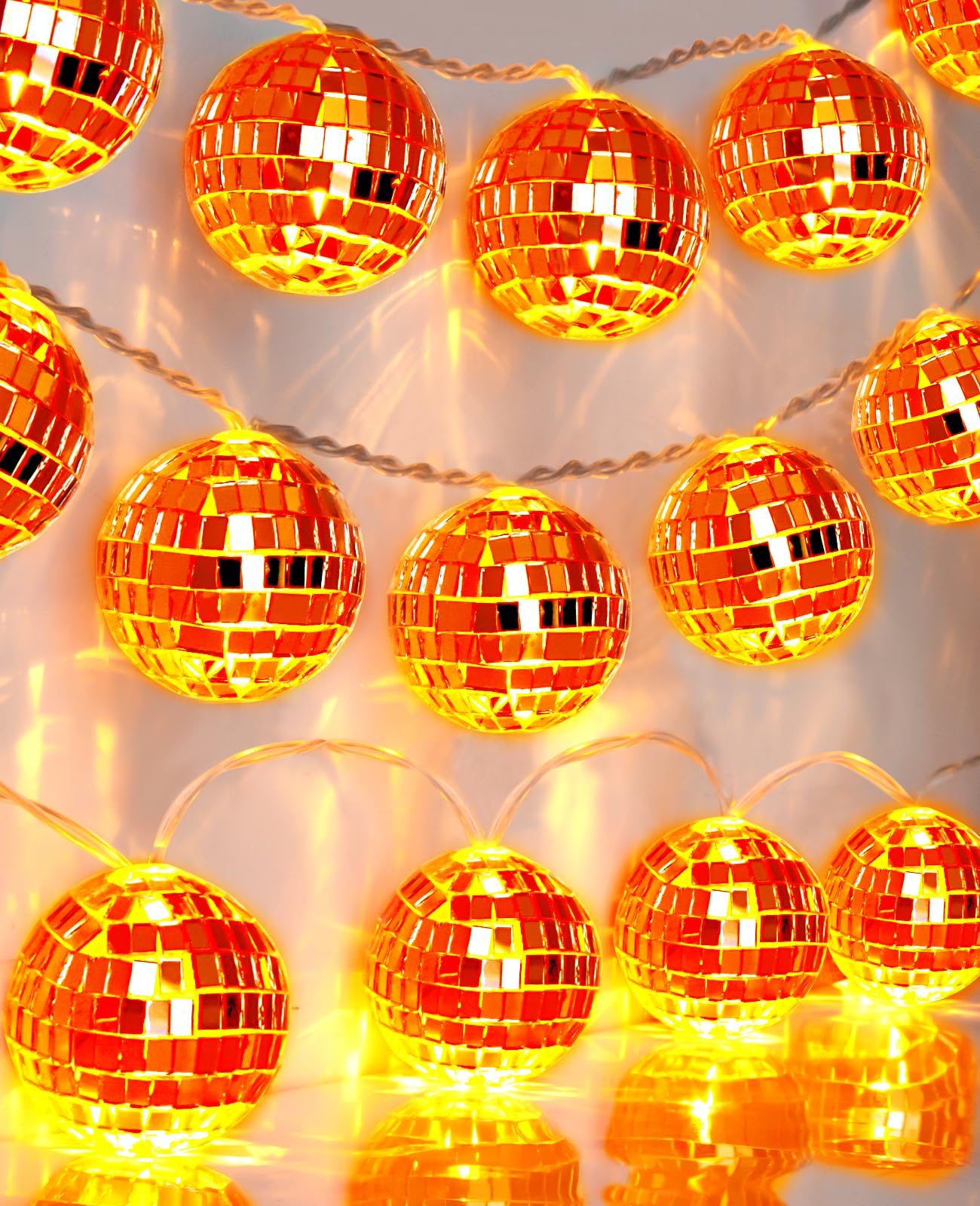 Acelist Orange Disco Ball Decor 20 Led 9.8Ft String Light - Battery Powered And Usb Plug  Fall Decor For 70S Party Decorations And Bachelor Birthday Parties  Mamma Mia