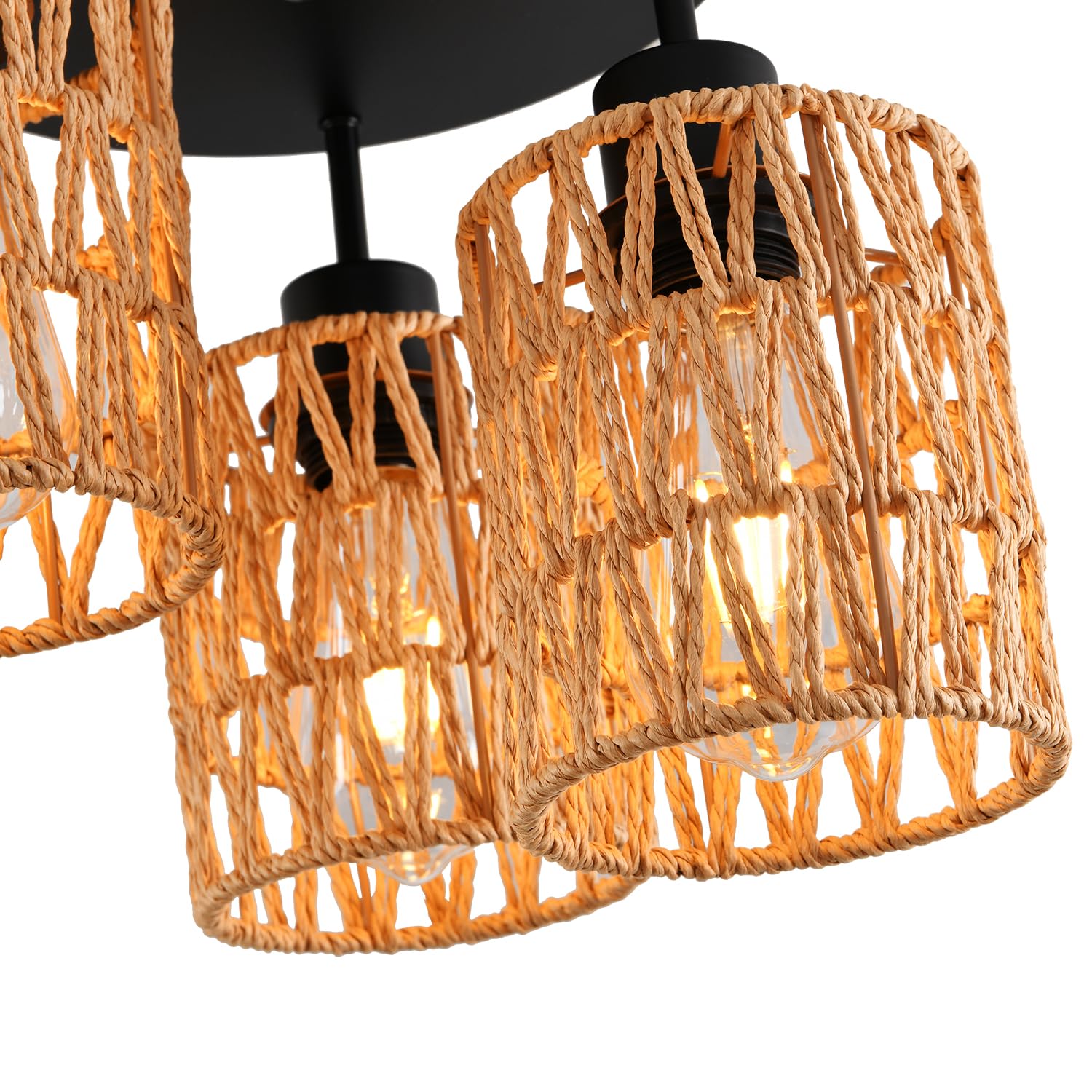 Shiweida 3 Lights Industrial Ceiling Light Fixtures,Iron Cage Ceiling Lamp Pendant Lighting,3-Light Close To Ceiling Light Fixtu