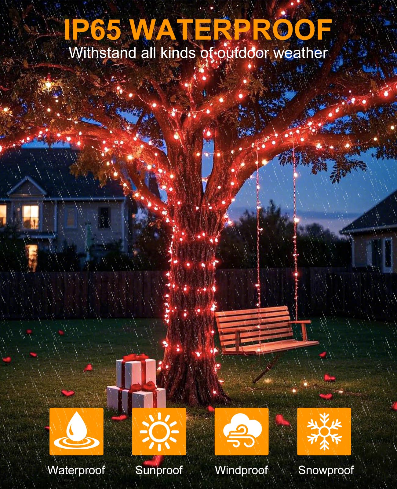 Xmasbokeh Red Christmas Lights Outdoor  80Ft 240 Led Christmas Tree Lights Waterproof Plug In  8 Modes Connectable Christmas Decorations Green Wire For Indoor Home Patio Holiday