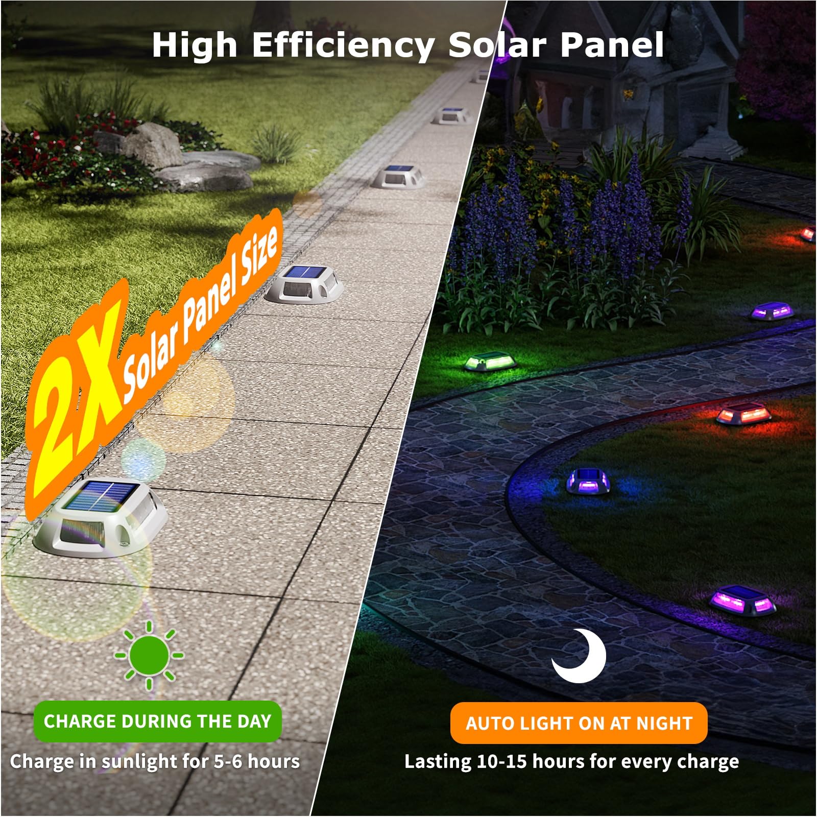 Viodaim 12Modes Multicolor Solar Driveway Lights - Ip68 Marine Dock Lights Solar Powered Waterproof - Led Driveway Markers - Aluminum Alloy Boat Dock Lights - Rgb Deck Step Pathway Light [12Pack]