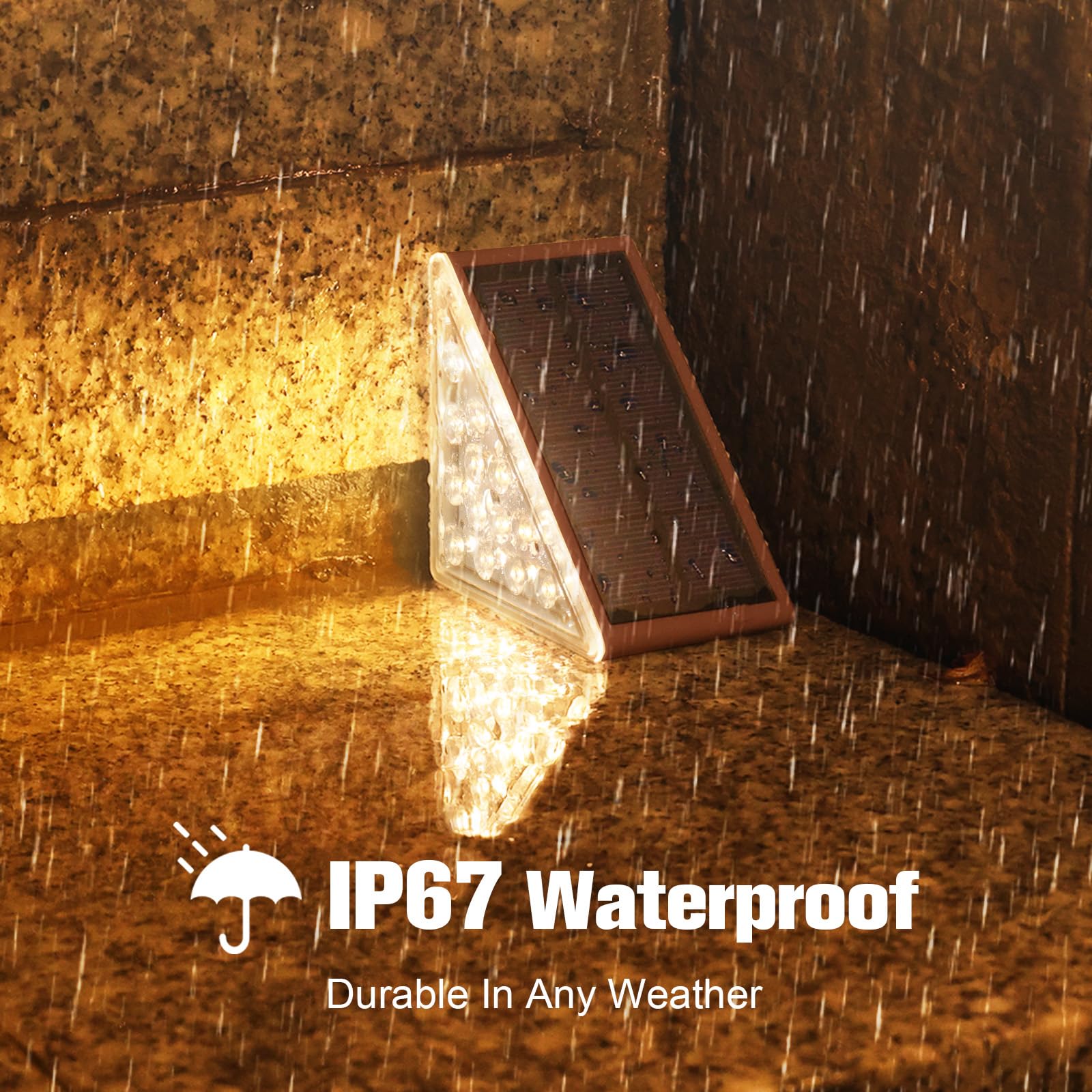 VOLISUN Solar Step Lights Outdoor Waterproof LED Stair Lights 12 Pack Brown Model 21313ZM