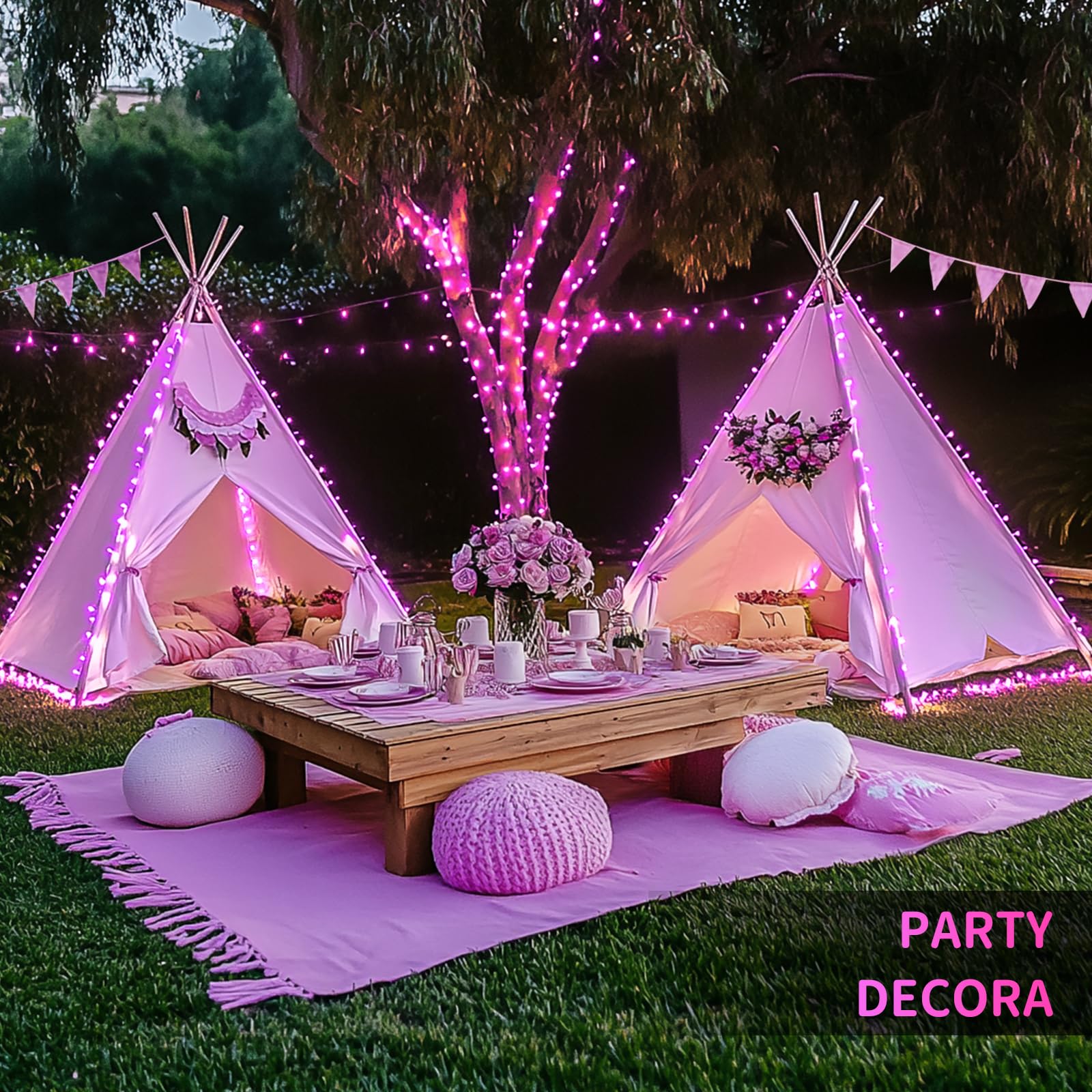 Jmexsuss 600 Led Pink String Lights For Bedroom, Pink Christmas Lights Indoor Outdoor Waterproof, 168Ft Pink Fairy Lights Plug In With Remote For Girl'S Room Party Decor