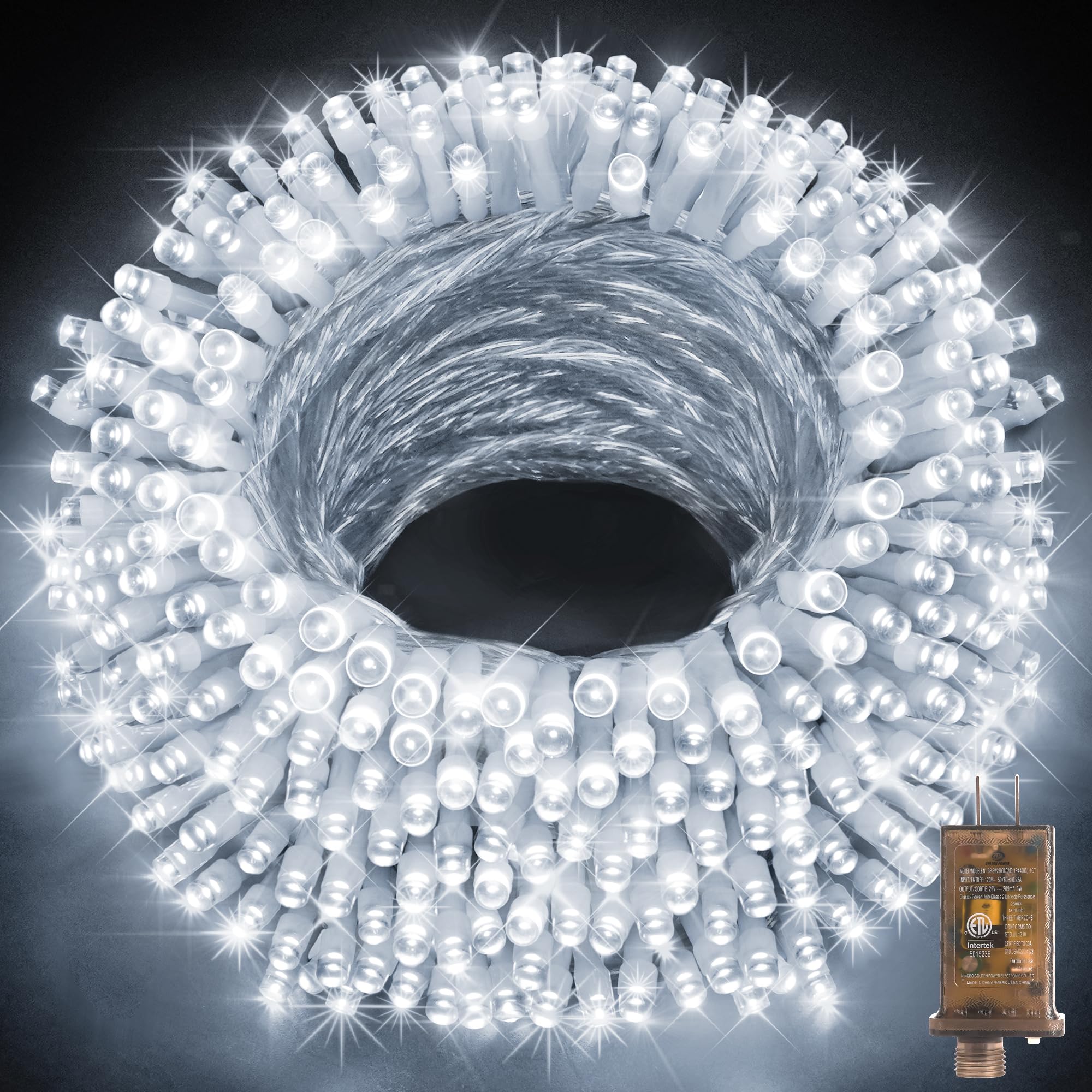 KNONEW LED String Lights 600ft 1500 Lights Waterproof Fairy Light Cool White, 8 Modes & Timer, Model KN-1000-LIG168-01