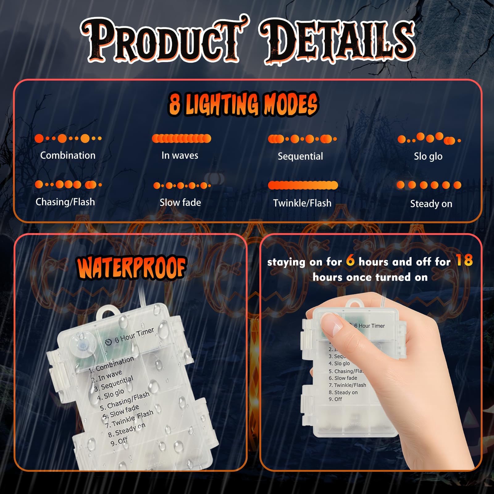 Lolstar Halloween Decorations  5 Pack Halloween Pathway Lights  Jack-O-Lantern Orange Pumpkin Lights For Walkway  Sidewalk  Garden  Yard  Lawn  Porch  Patio Outdoor Decor With Timer & 8 Lighting Modes