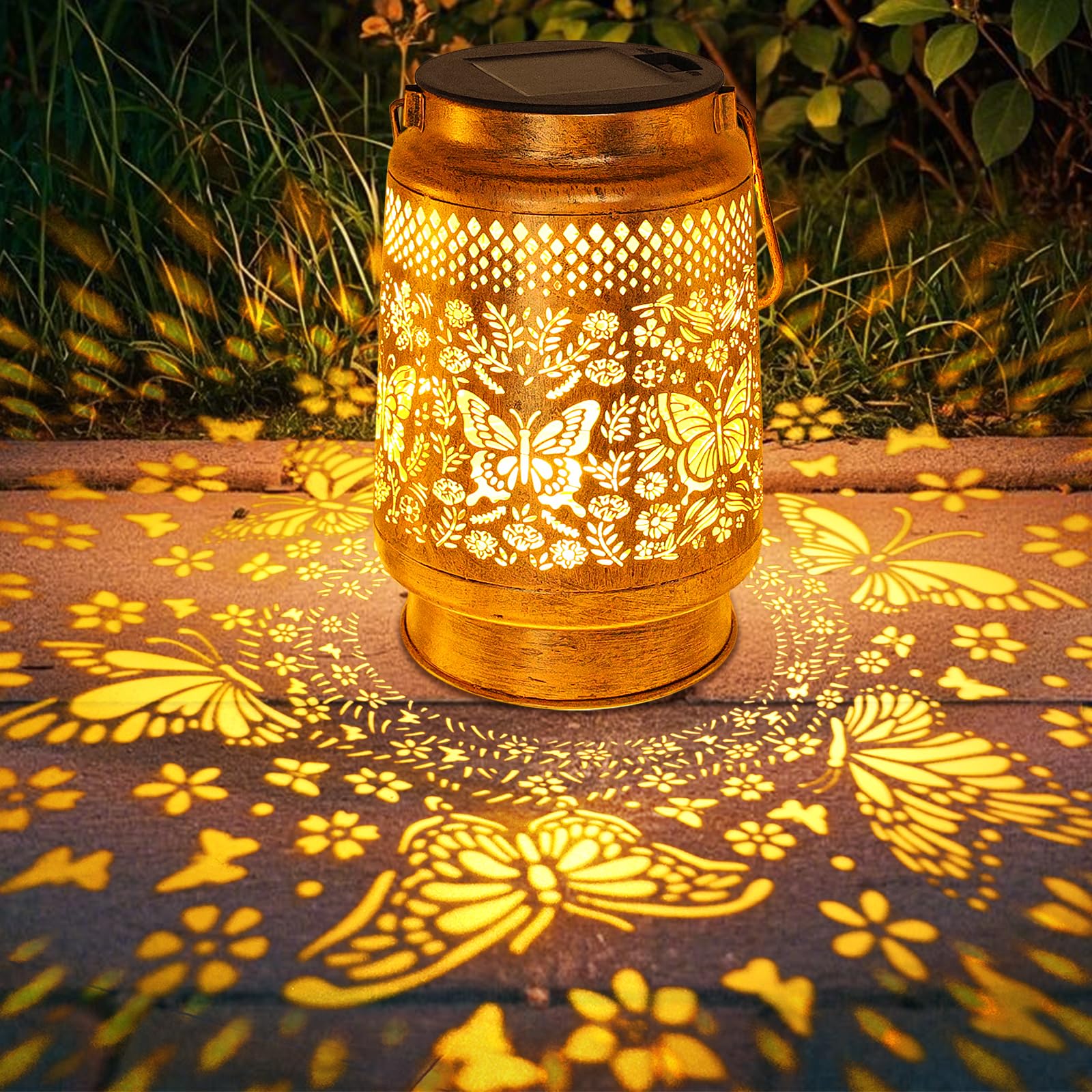 Solar Lanterns Outdoor Butterfly Garden Decor  Birthday Gifts For Women Mom Grandma Christmas  Waterproof Metal Hanging Solar Lights Led Decoration With Shepherd Hook Outside For Garden Yard Patio