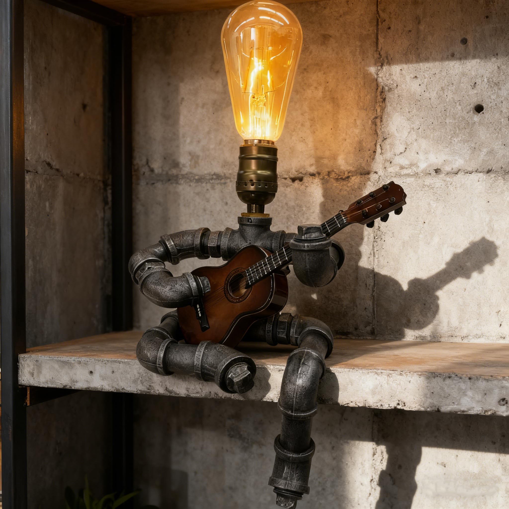 WIBOTA Music Guitar Table Lamp Guitar Stuff Cool Gifts for Music Lovers Players for Men Gift Steampunk lamp Metallica (Coffee)
