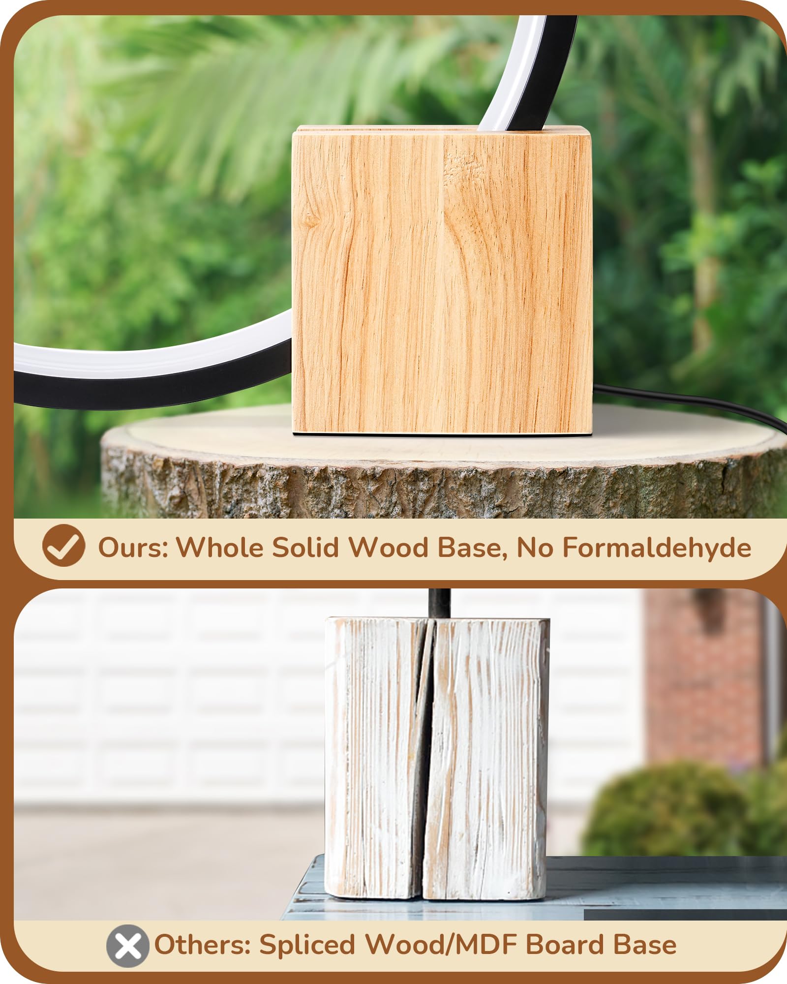 EDISHINE LED Table Lamp with Solid Wood Base, 3 Color Temperatures, 12W, 12inH x 11.8inW x 3.3inD, Black, Model HL