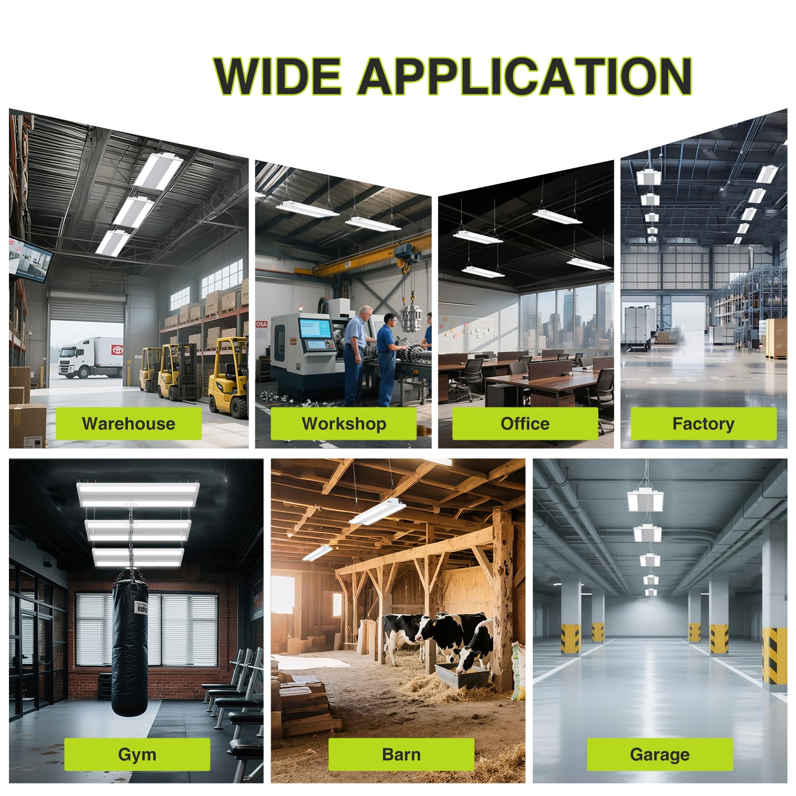 Yxl 210W 8 Pack Led Linear High Bay Shop Light  Larger Central Lighting Area  31500Lm  120-277V  0-10V  5000K  Commercial Linear High Bay Led Shop Lights For Warehouse Industrial Workshops  Ul