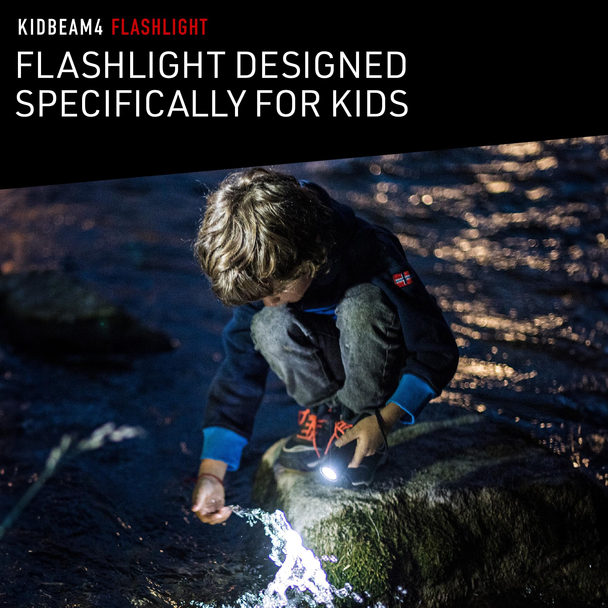 Ledlenser Kidbeam4 Flashlight - Purple, Multiple Color Functions, Reduced Glare, Model 502789
