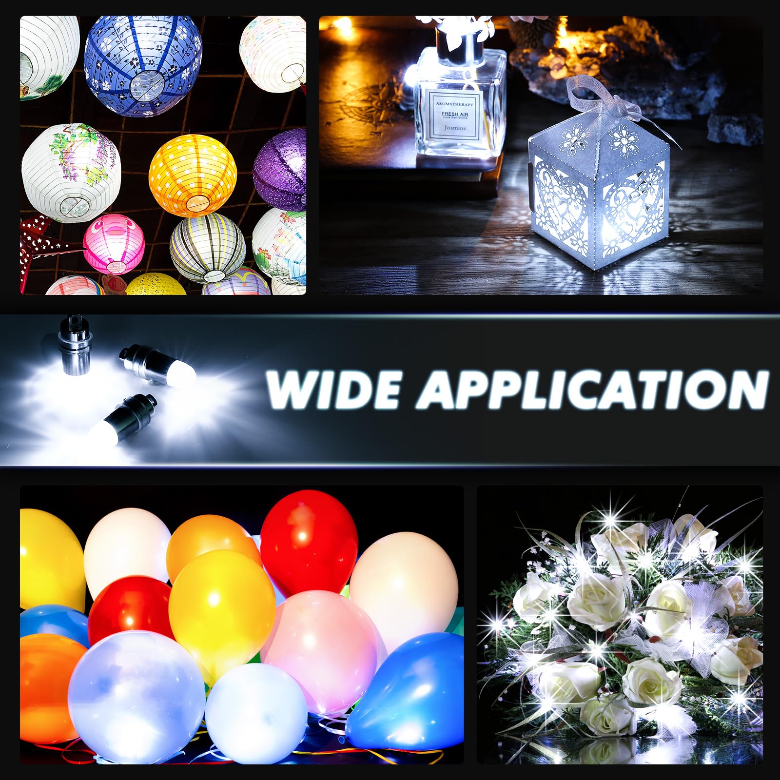 LIHAO LED Party Lights Bulbs - 24x Waterproof White Battery Operated for Lanterns & Balloons, Model AMZ-GB-0153