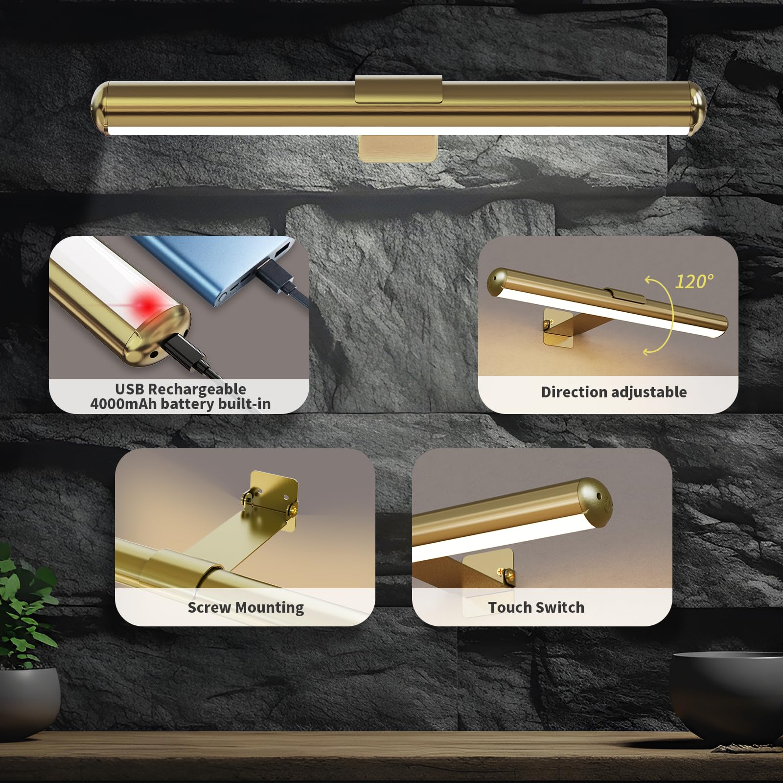 Swatia Led Picture Light, Battery Powered Painting Picture Lights, With Timers And Dimming Metal Remote Display Art Lamps, For P