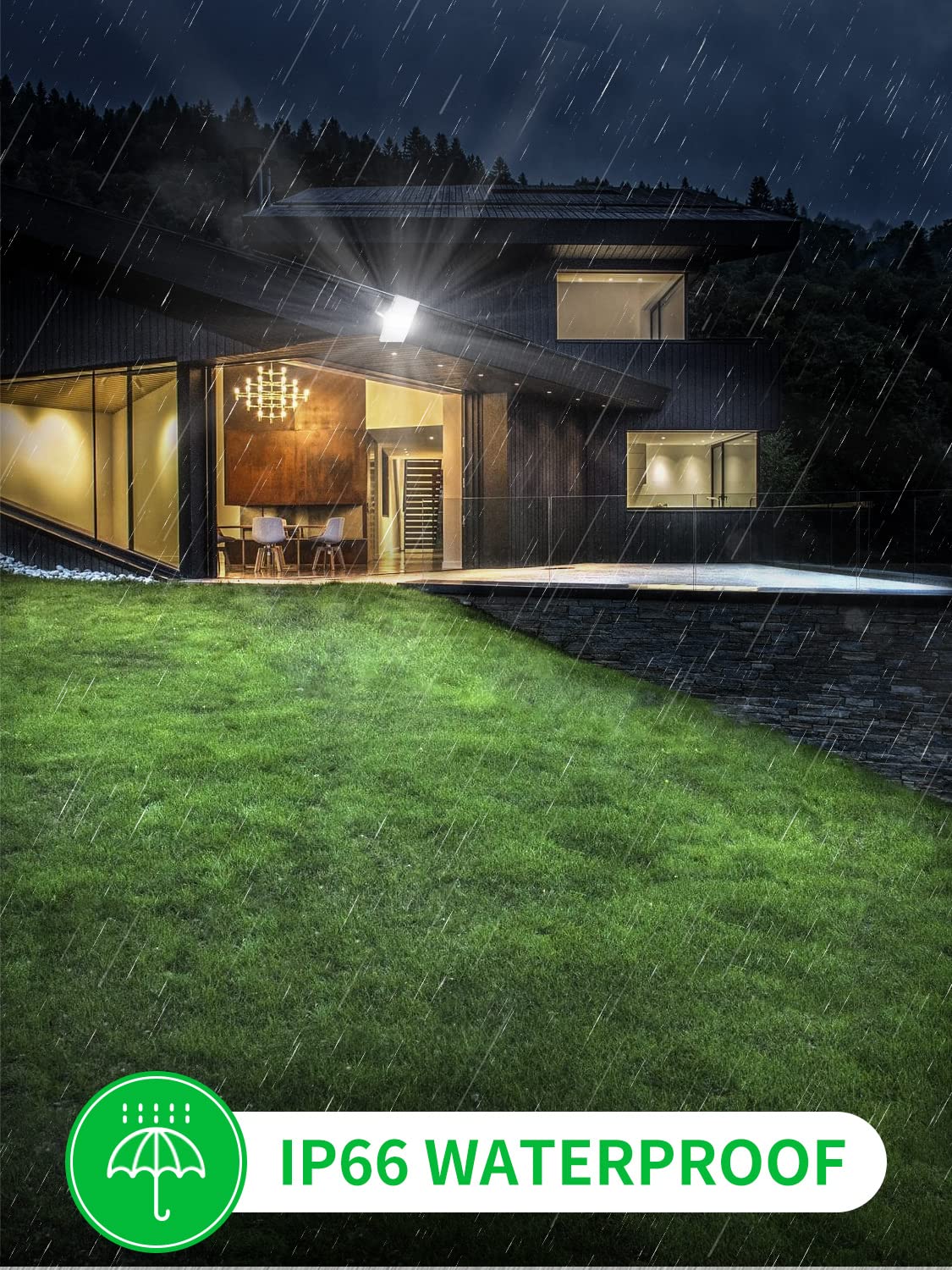 Viugreum 300W LED Flood Light, 24000LM, IP66 Waterproof, 6000K Daylight White, Aluminum, Outdoor Security Light