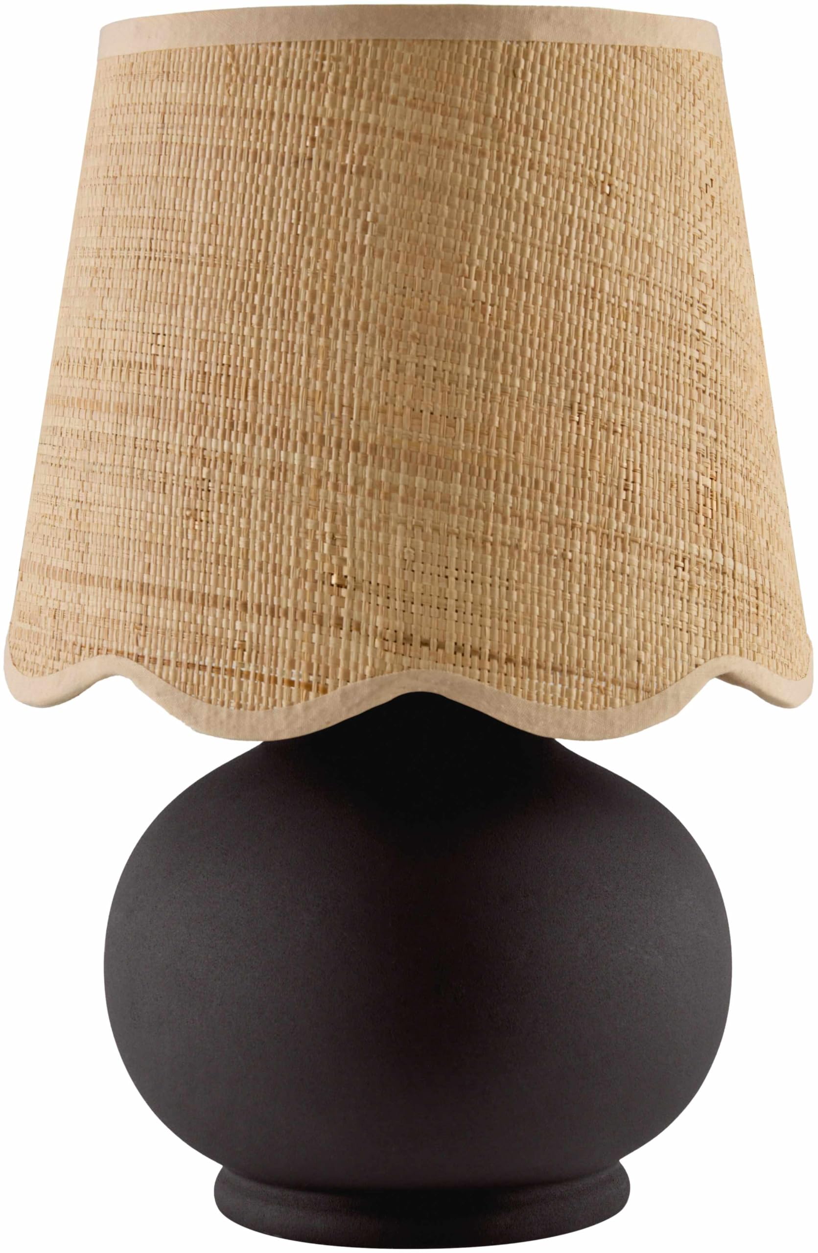 Boutiquerugs Theisseil Boho Ceramic Bedside Table Lamp For Bedroom Nightstand And Living Room - Shade Rattan - Black, Beige - 13