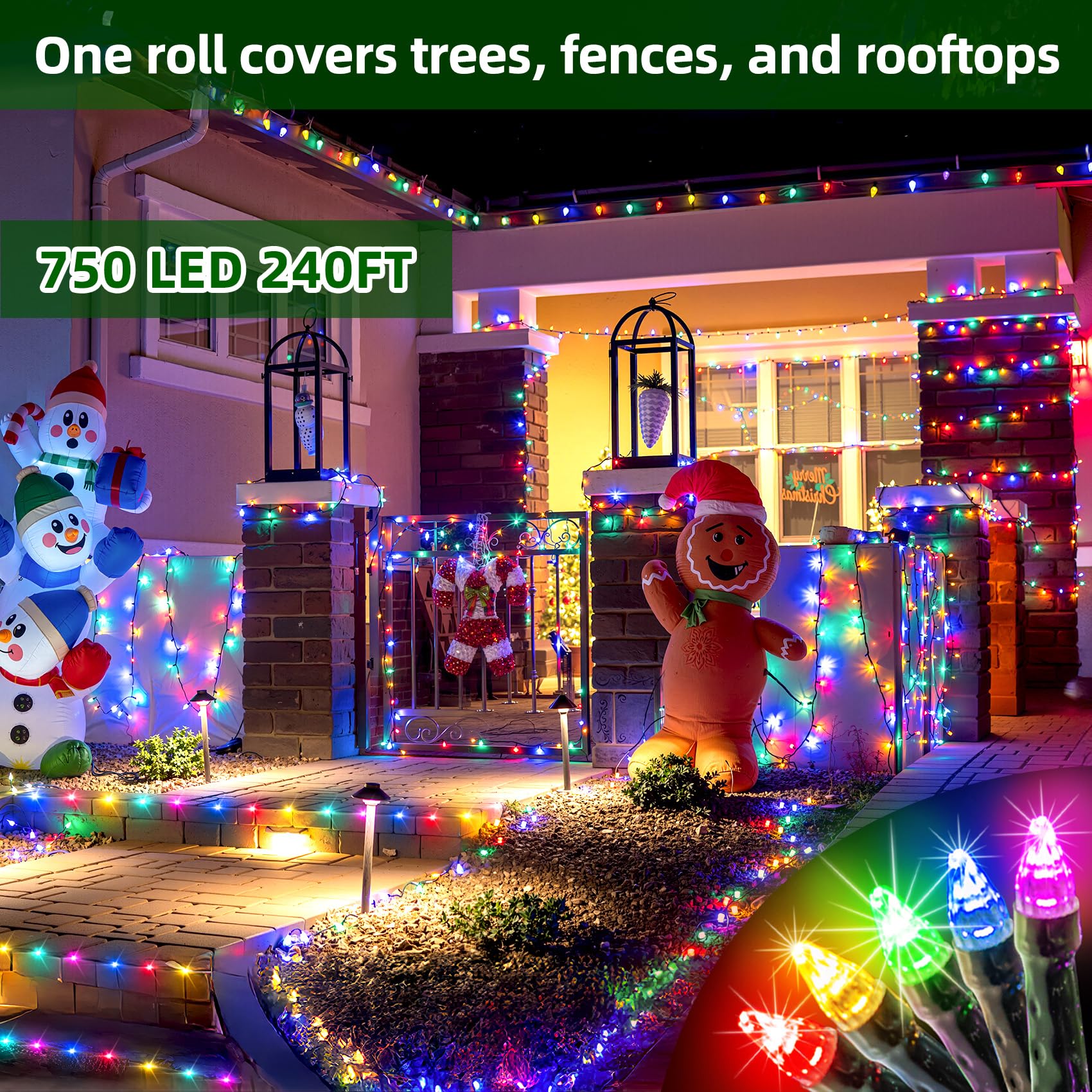 300Led Christmas Lights Outdoor Indoor Use  12 Lighting Modes 75Ft Christmas Tree Lights With Timer  Dimmable Multicolor Led Stringlights Waterproof For Yard Tree Wedding Party Holiday Multicolor