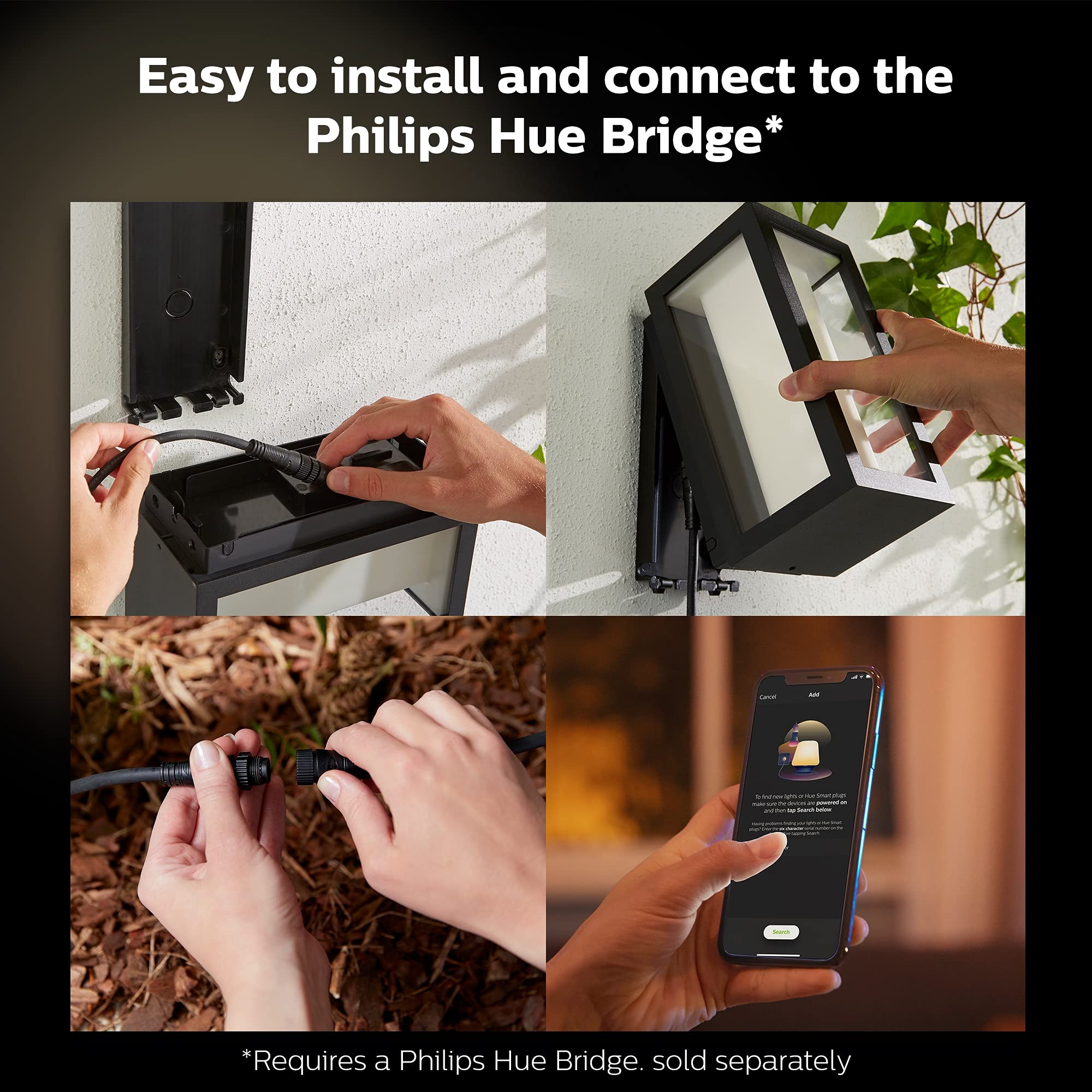 Philips Hue Impress Outdoor Smart Wall Light - 16W, Weatherproof, White & Color Ambiance, Model 1745930V7, Requires Hue Bridge