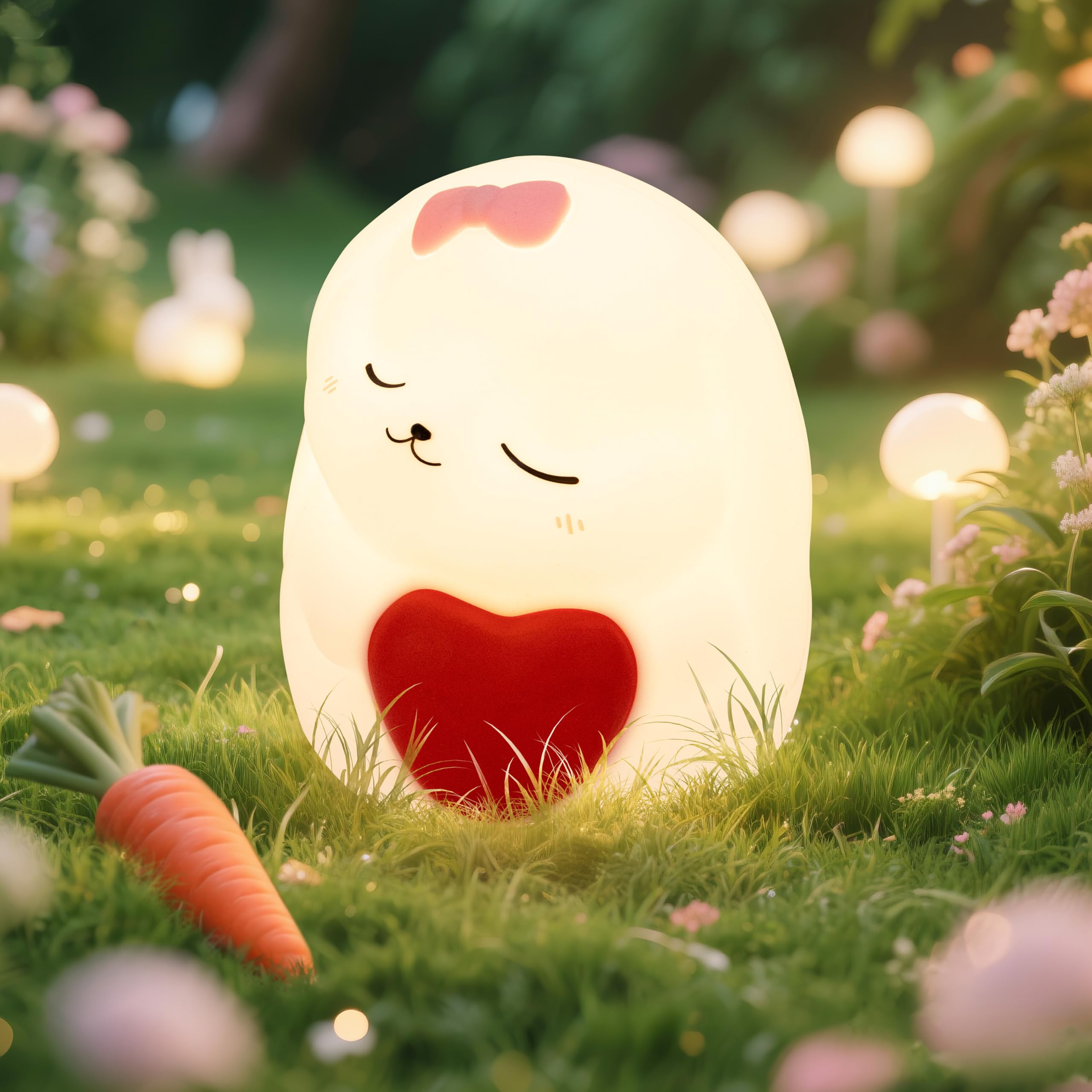 loatme Rechargeable Dimmable Silicone LED Night Light, 7 Colors, Rabbit Design for Kids Room Decor