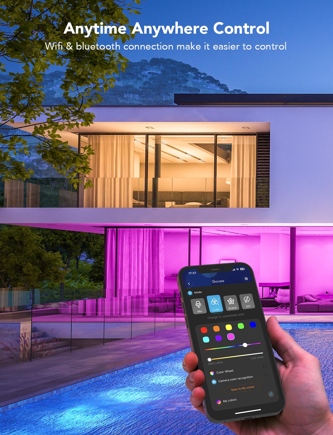 Govee Smart Light Bulbs, 1200 Lumens Dimmable Br30 Bulbs, Rgbww Color Changing Light Bulb, Flood Light Bulbs Work With Alexa, Google Assistant, Wifi & Bluetooth Led Bulbs, Music Sync, 2 Pack