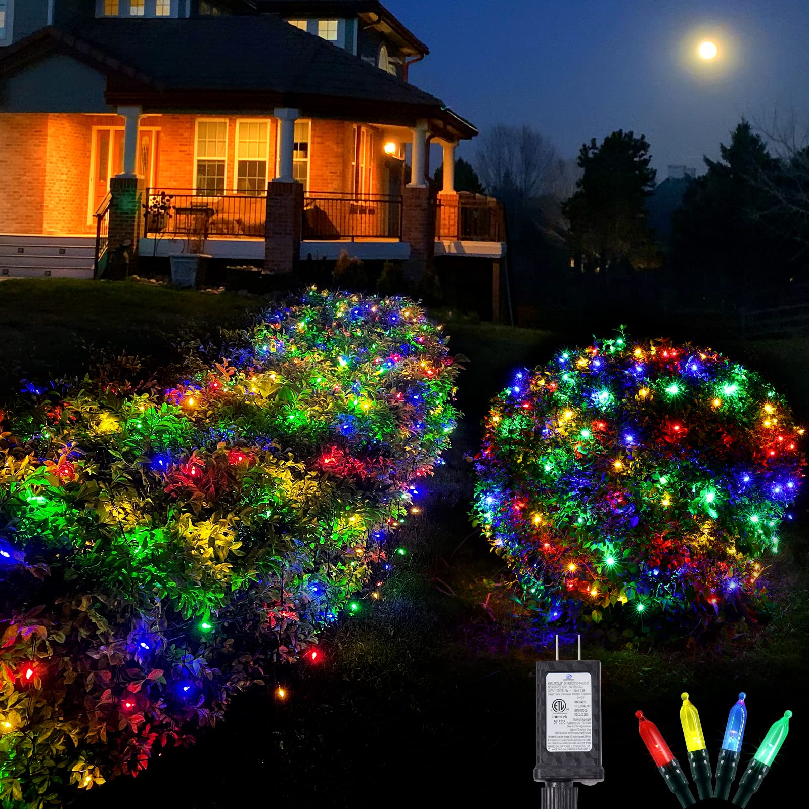 Neoclassy 120LED Christmas Net Lights, 5ft x 6ft, Multicolor, Connectable, 8 Modes, Waterproof, Black Wire, Model GP-SW290DC012
