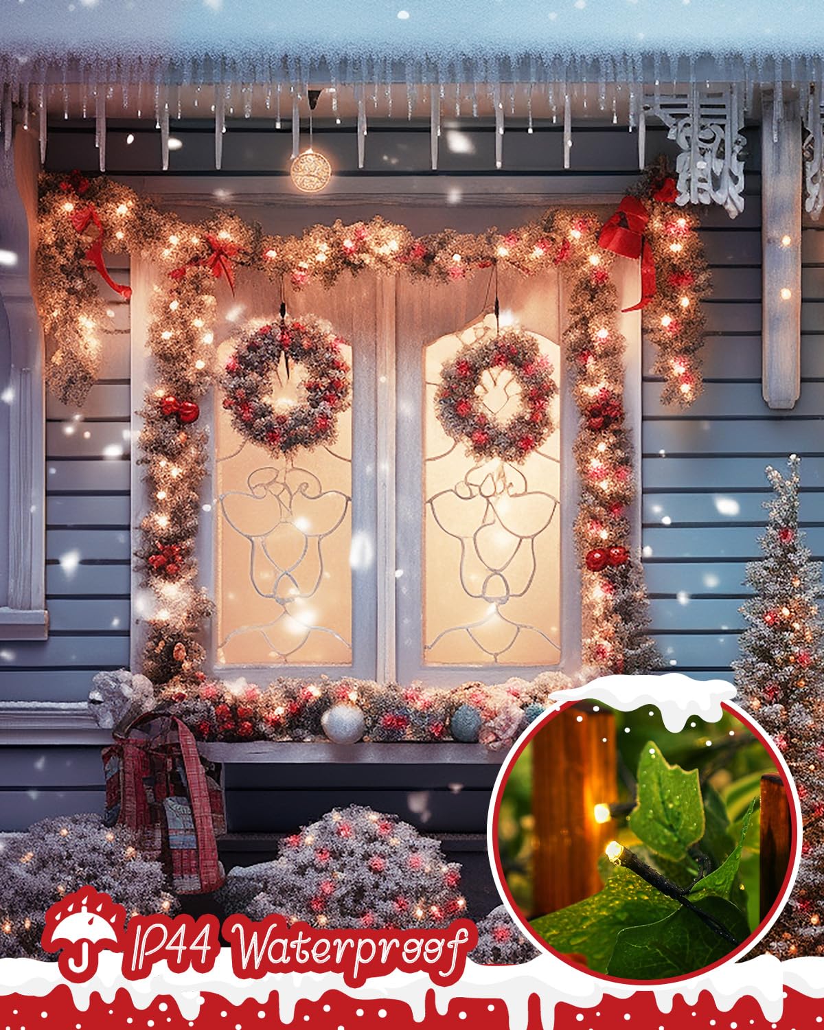 Minetom 1000 Led Christmas Tree Lights, 328 Ft Green Wire Led Decorative Fairy Lights With Remote & 8 Modes, Waterproof For Outdoor Xmas Holiday Party Garden Wedding Home Decor, Red & Warm White