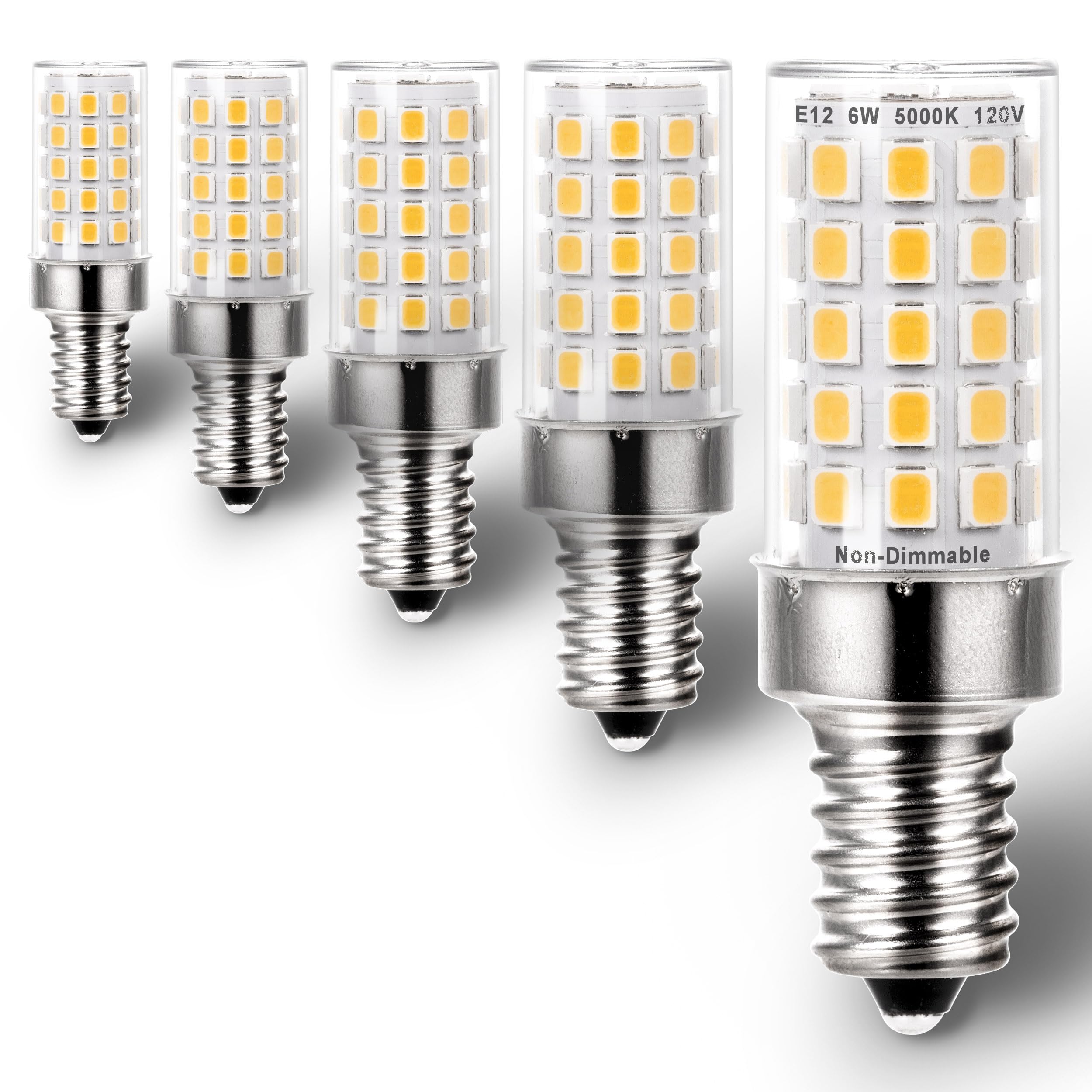 Ziomitus E12 5000K Led Candelabra Chandelier Bulbs Kx-2000 60W Replacement, Small Base 120V E12 C7 T6 Led Light Bulbs Daylight W