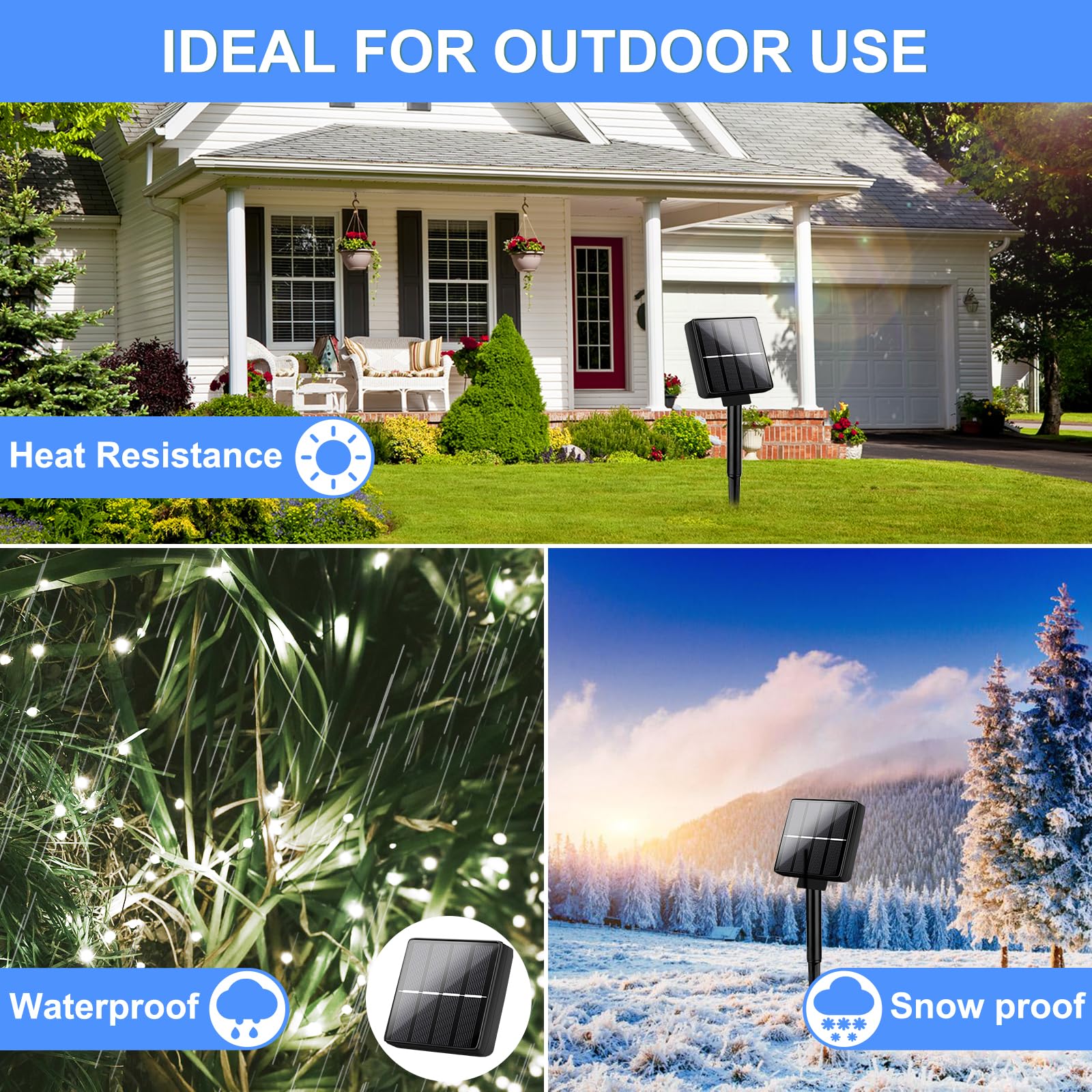 Brightever Outdoor String Lights, Solar Powered, 80FT, 200LED, Waterproof, 8 Lighting Modes, Daylight White, Model OKDMX-KN-SSL-01-C
