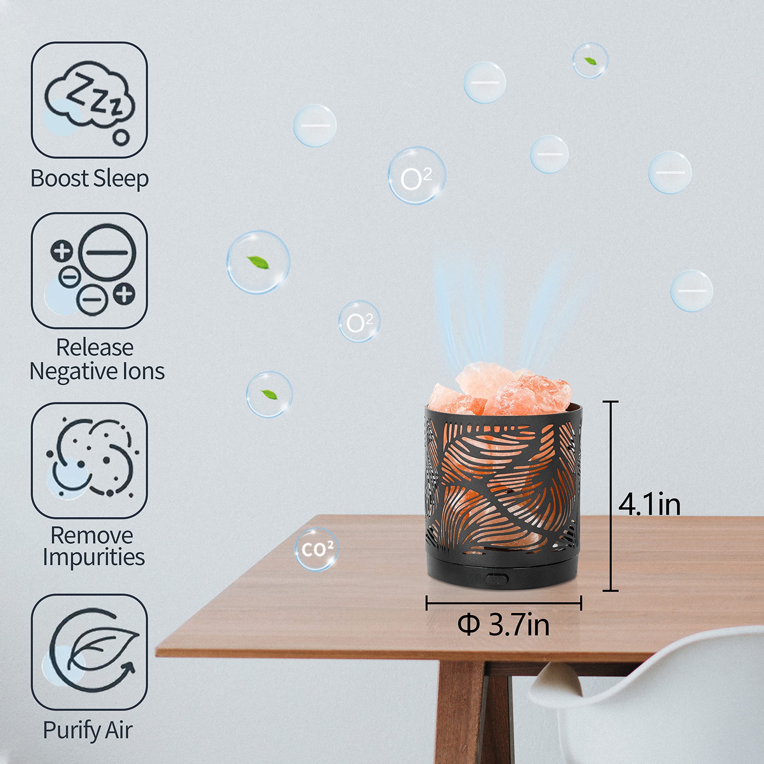 SUNYA Himalayan Salt Lamp - Metal Basket, 5 LED Bulbs, USB Power, Pink Rock Salt, Color: Sand Sea, Model: YETI-3