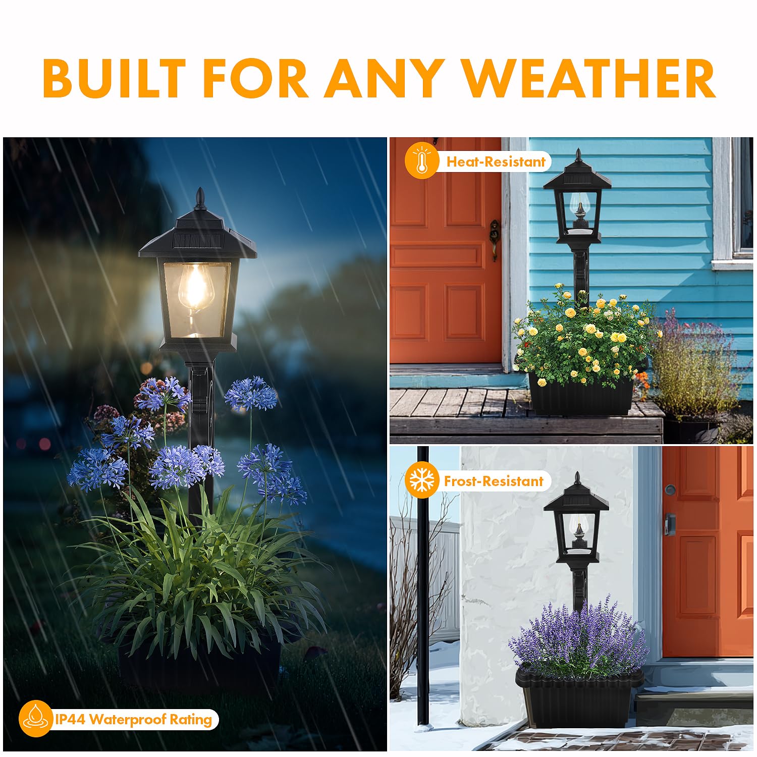 SAKSIAPRO Solar Lamp Post Light with Planter, Waterproof, Wall Mount/Freestanding, Black, Model YL1002