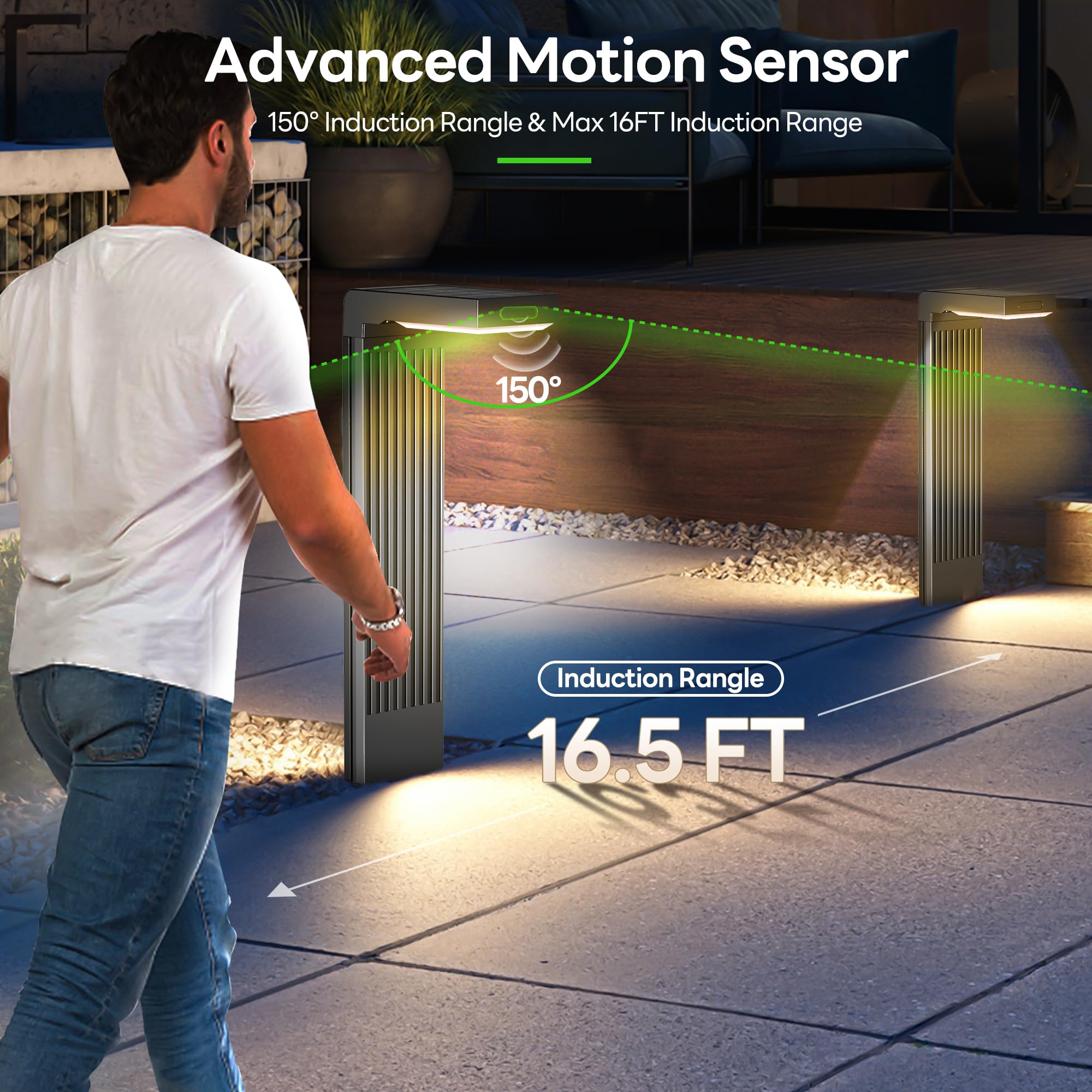 Coxseni Solar Pathway Lights Outdoor 4Pack, 400Lm Motion Sensor Walkway Lights With Warm/Cool White, 12H Lasting, Ip65 Waterproo