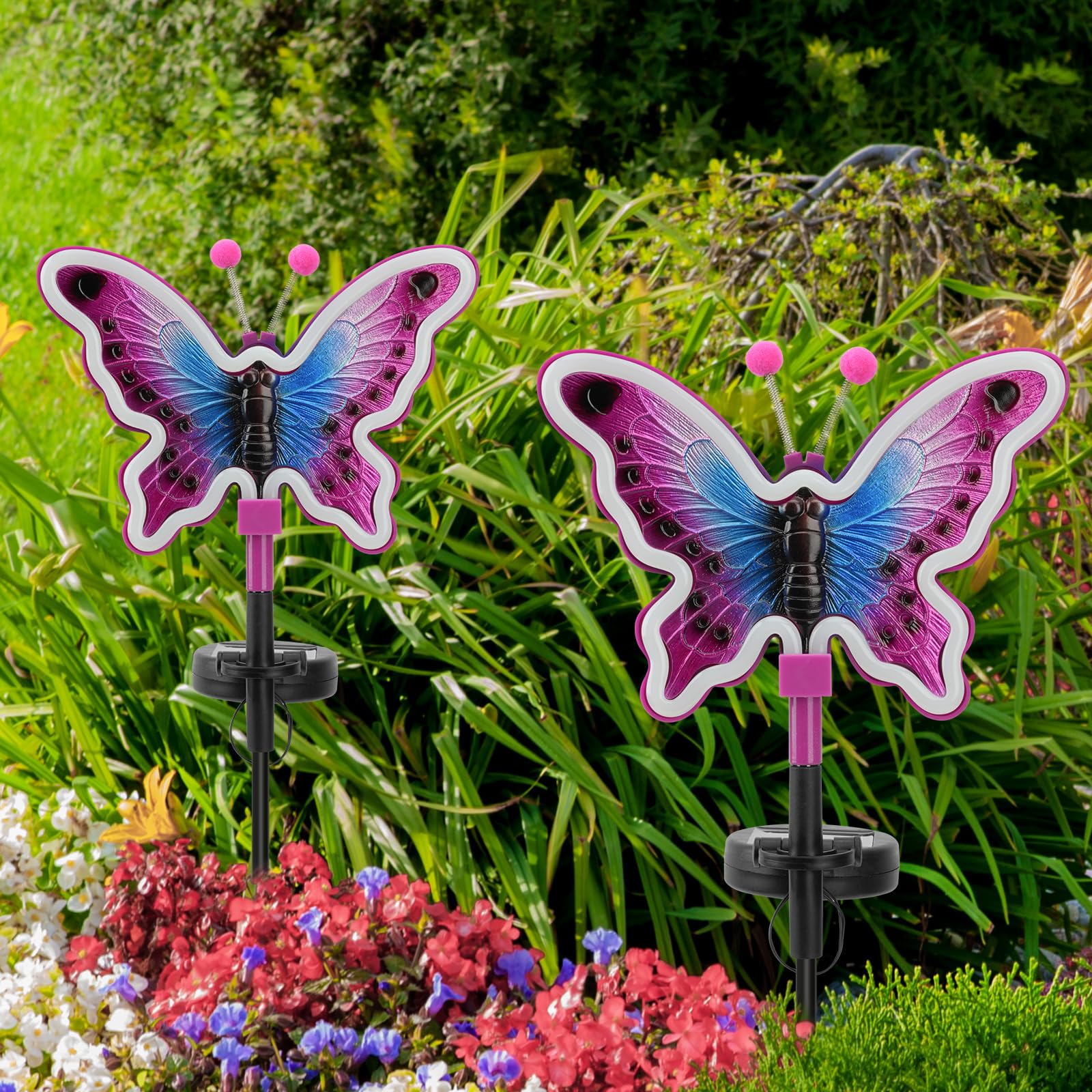 Topruifeng Butterfly Solar Lights, Solar Butterfly Outdoor Light, Garden Decor,Neon Butterfly Garden Lights For Outside, Yard, P