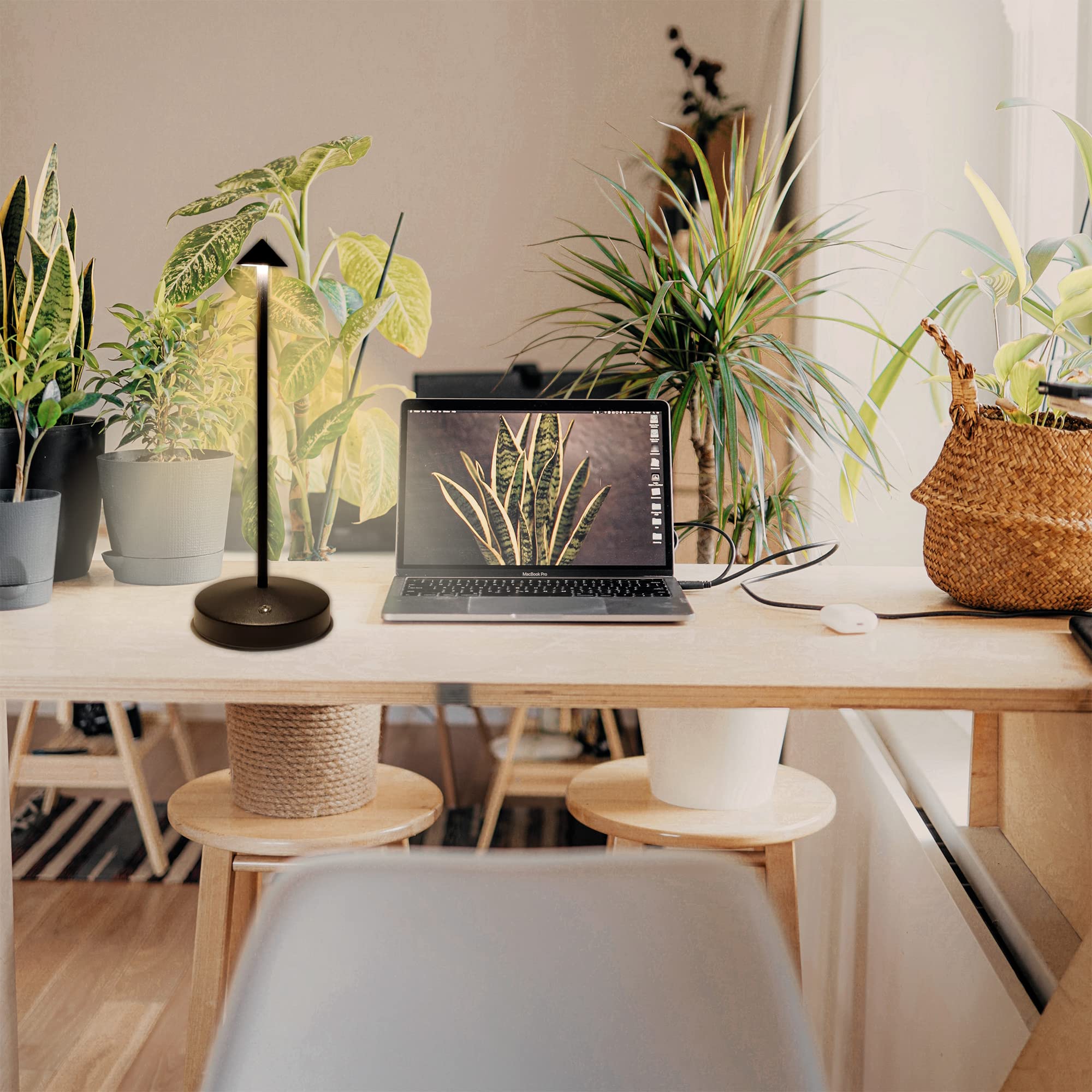 Maglaw Rechargeable Cordless Table Lamp,Modern Black Battery Operated Table Lamp,Portable Led Touch 2 Levels Brightness Dimmable