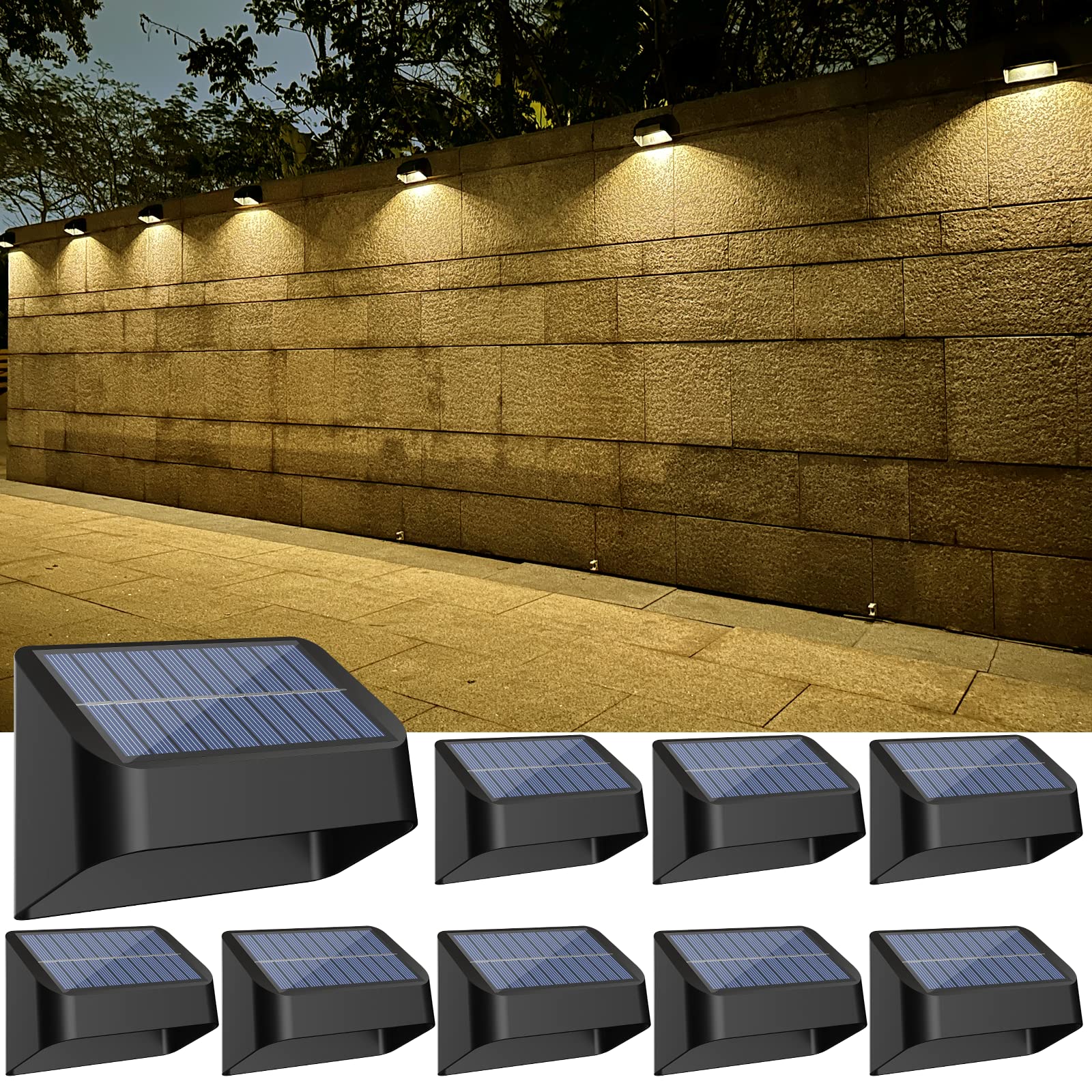 FLITI Solar Lights Outdoor 8 Pack, RGB 8 Colors, Dusk to Dawn Deck Light, Solar Deck Lights for Outside IP65 Waterproof, Backyar