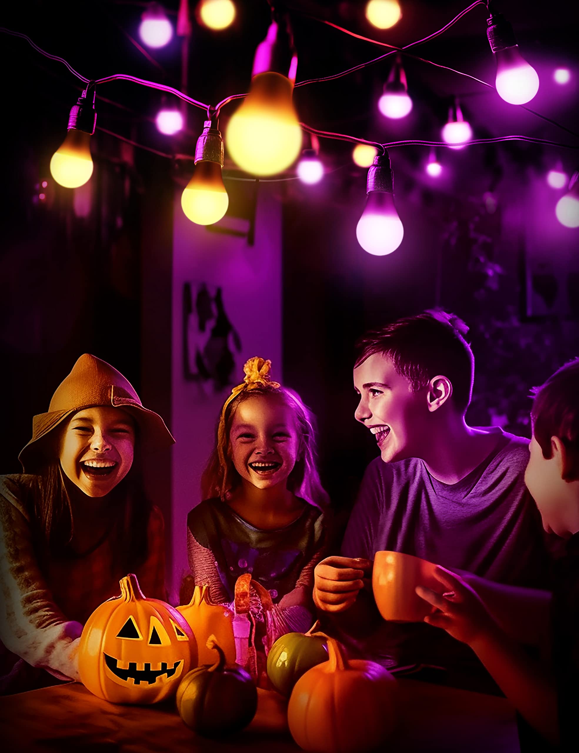 Fulighture Purple Orange Led Light Bulbs - 4 Pack A19 Halloween & Party Decor, 9W E26
