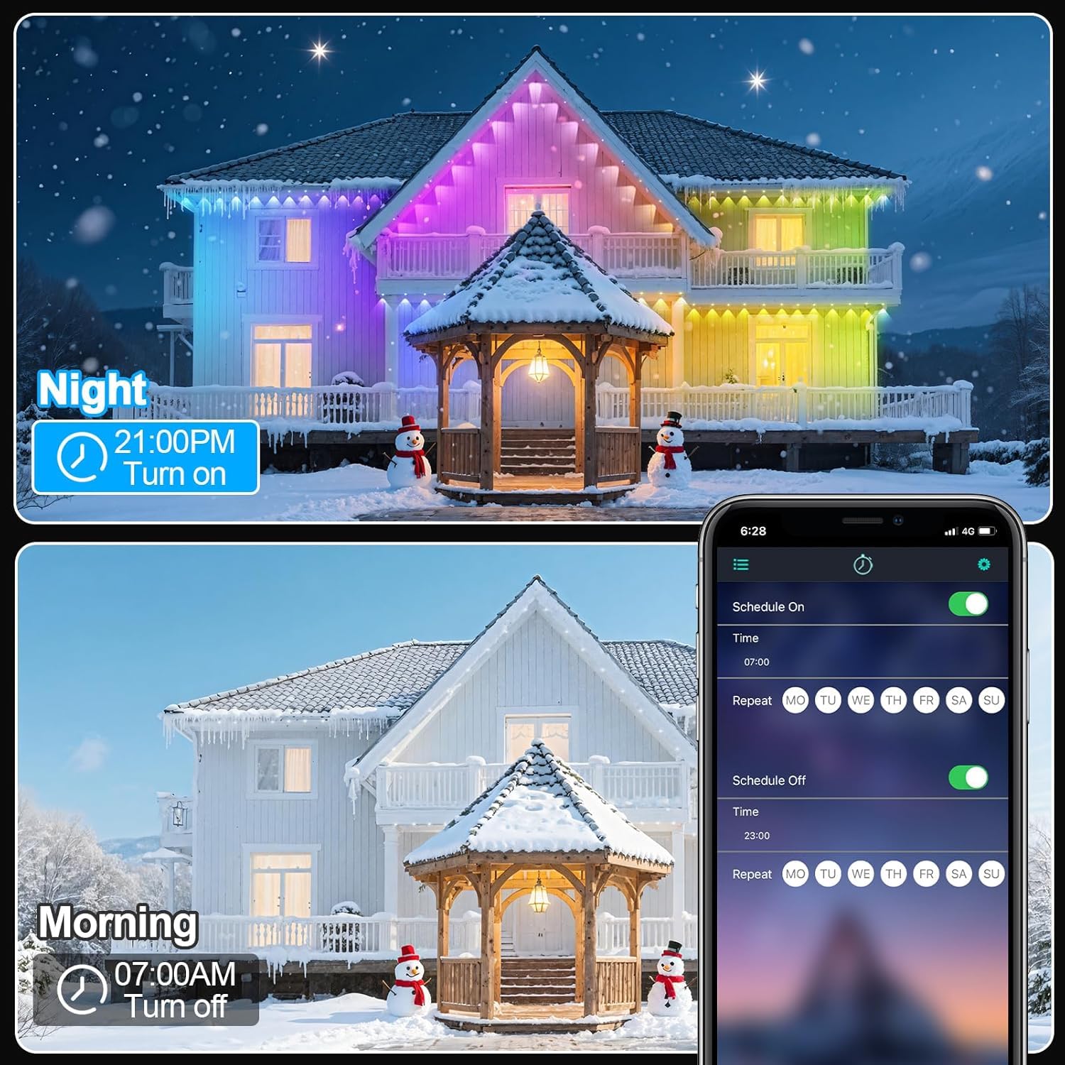 CETELUMA LED Eave Lights - 300FT Waterproof RGB Outdoor Lighting with App/Remote Control for House Decor, Christmas, and Parties