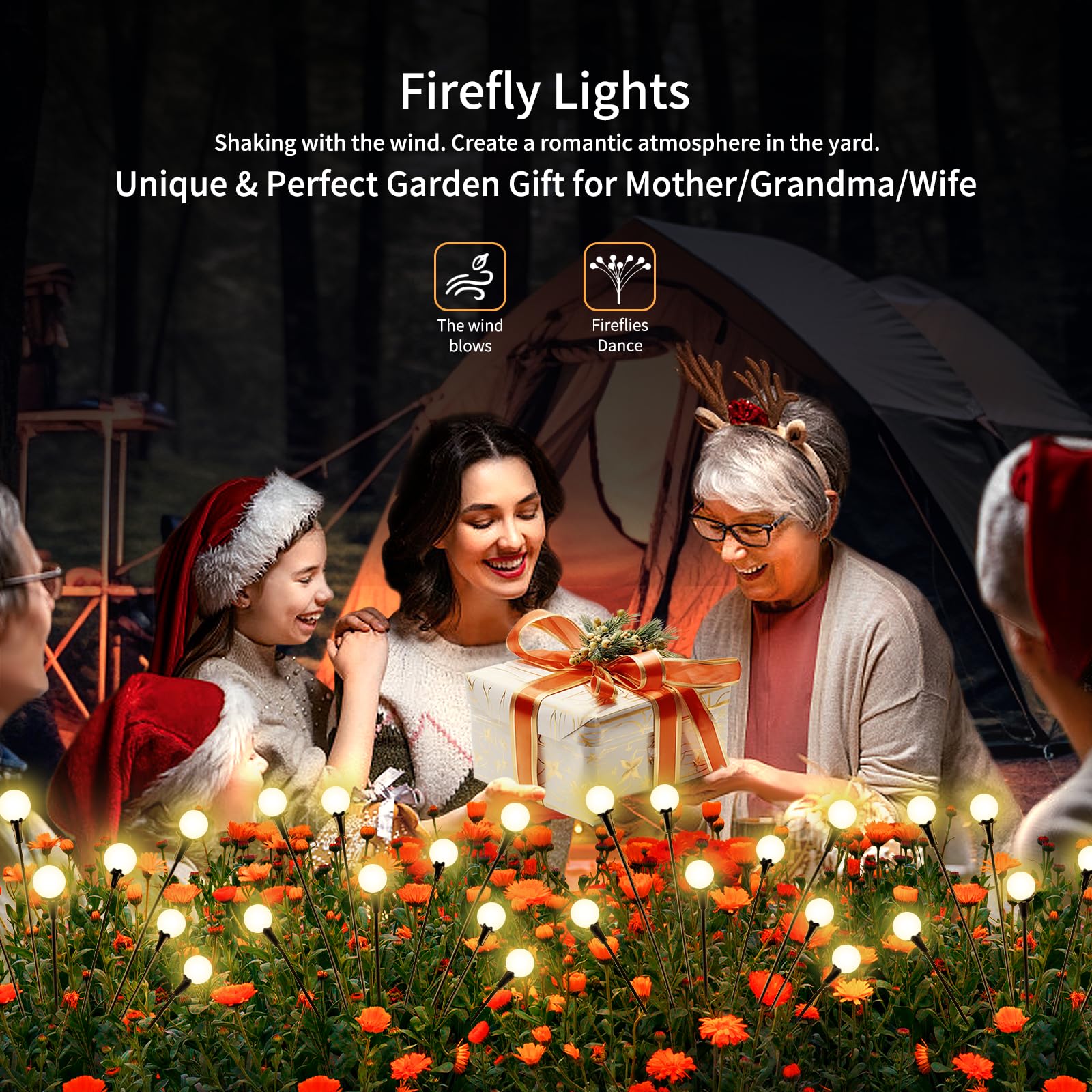 vignuto Solar Lights Outdoor, 8 Pack 64LED, Waterproof Warm White Garden Decor, Unique Gifts for Women