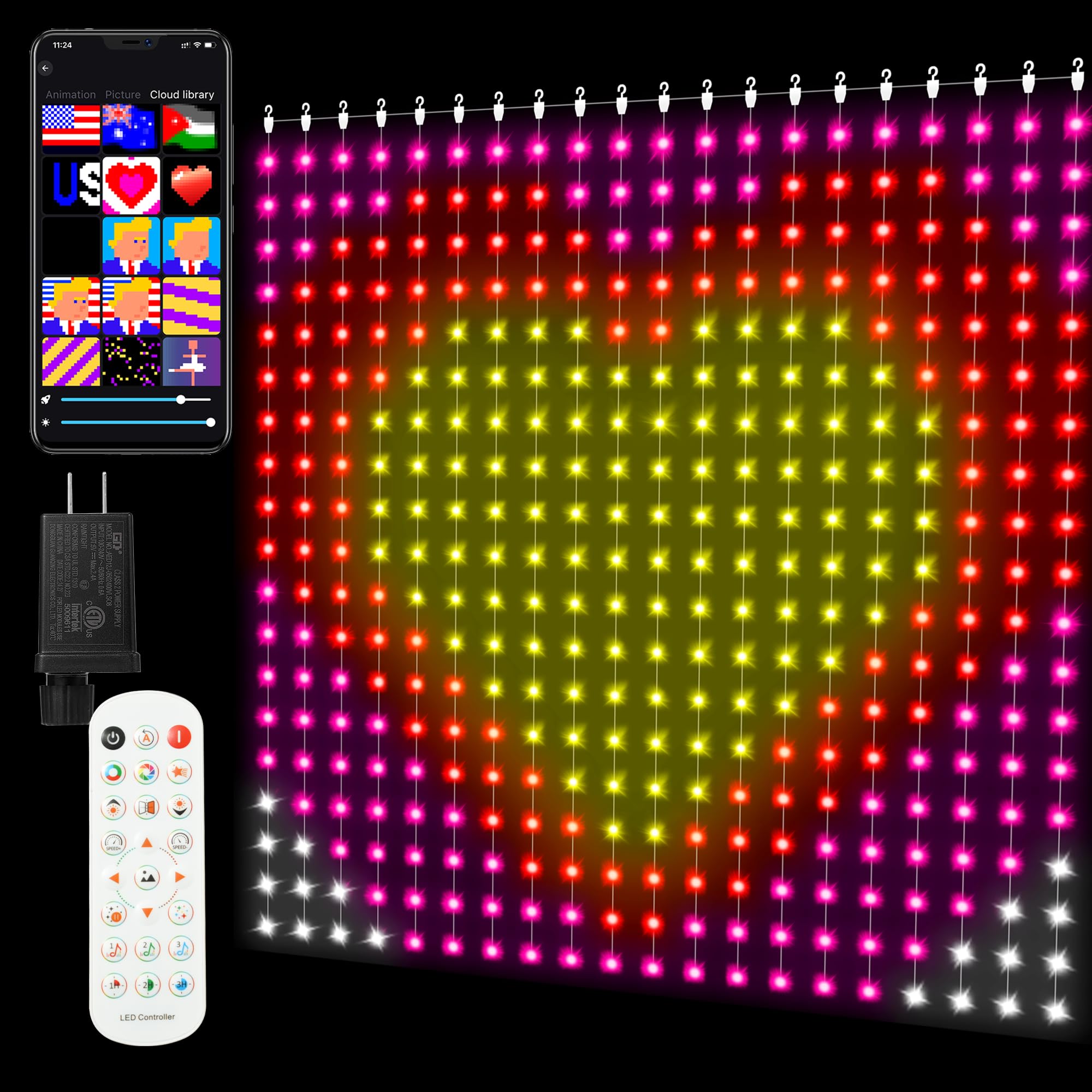 Smart Curtain Lights 400 LED, Color Changing Curtain Lights 6.6ft*6.6ft with APP&Remote,Dynamic DIY Fairy String Curtain Lights for Bedroom Living Room Backdrop Patio Halloween Chrismas Décor