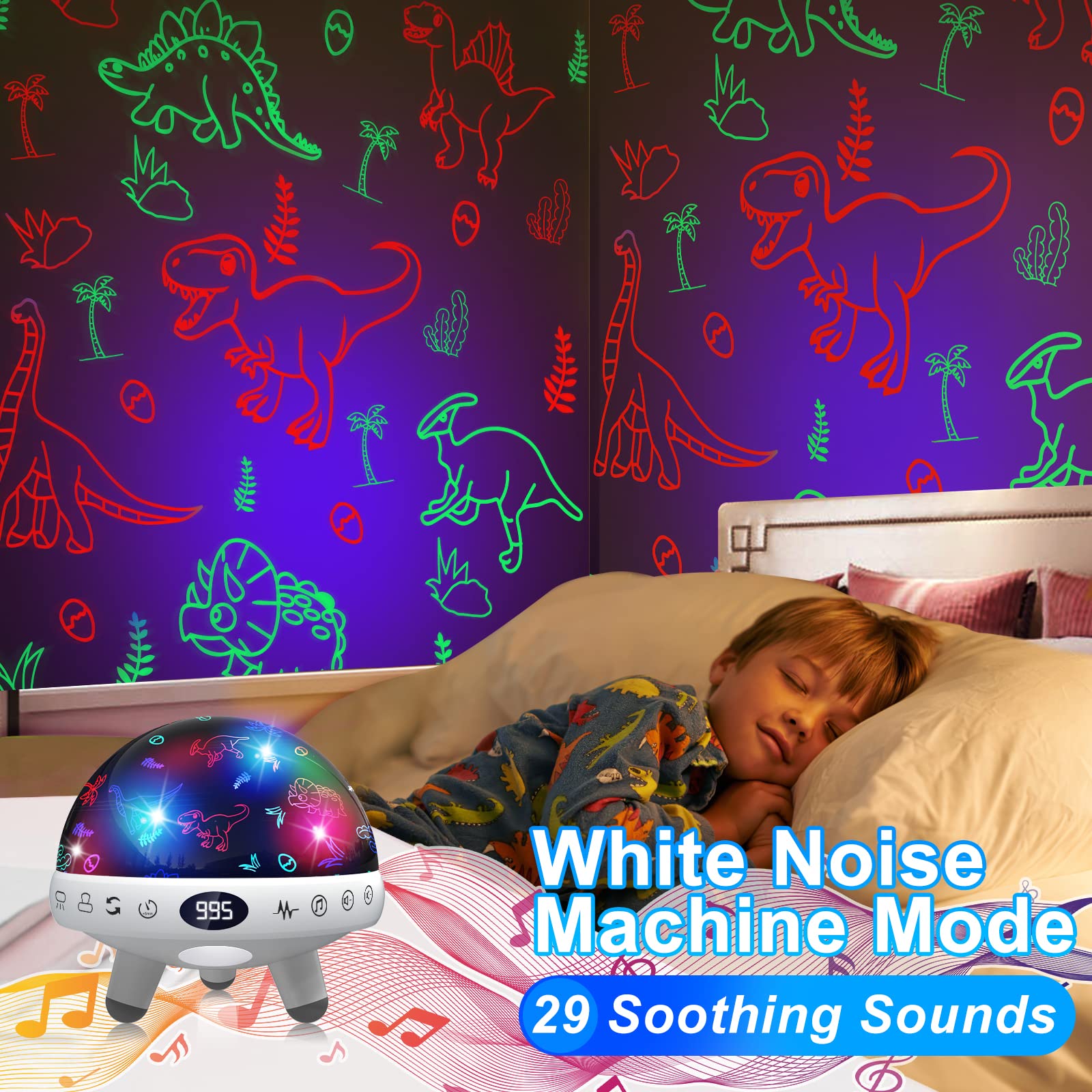 Yachance Dinosaur Night Light Projector For Kids With Timer & Remote - Perfect Gifts For Boys