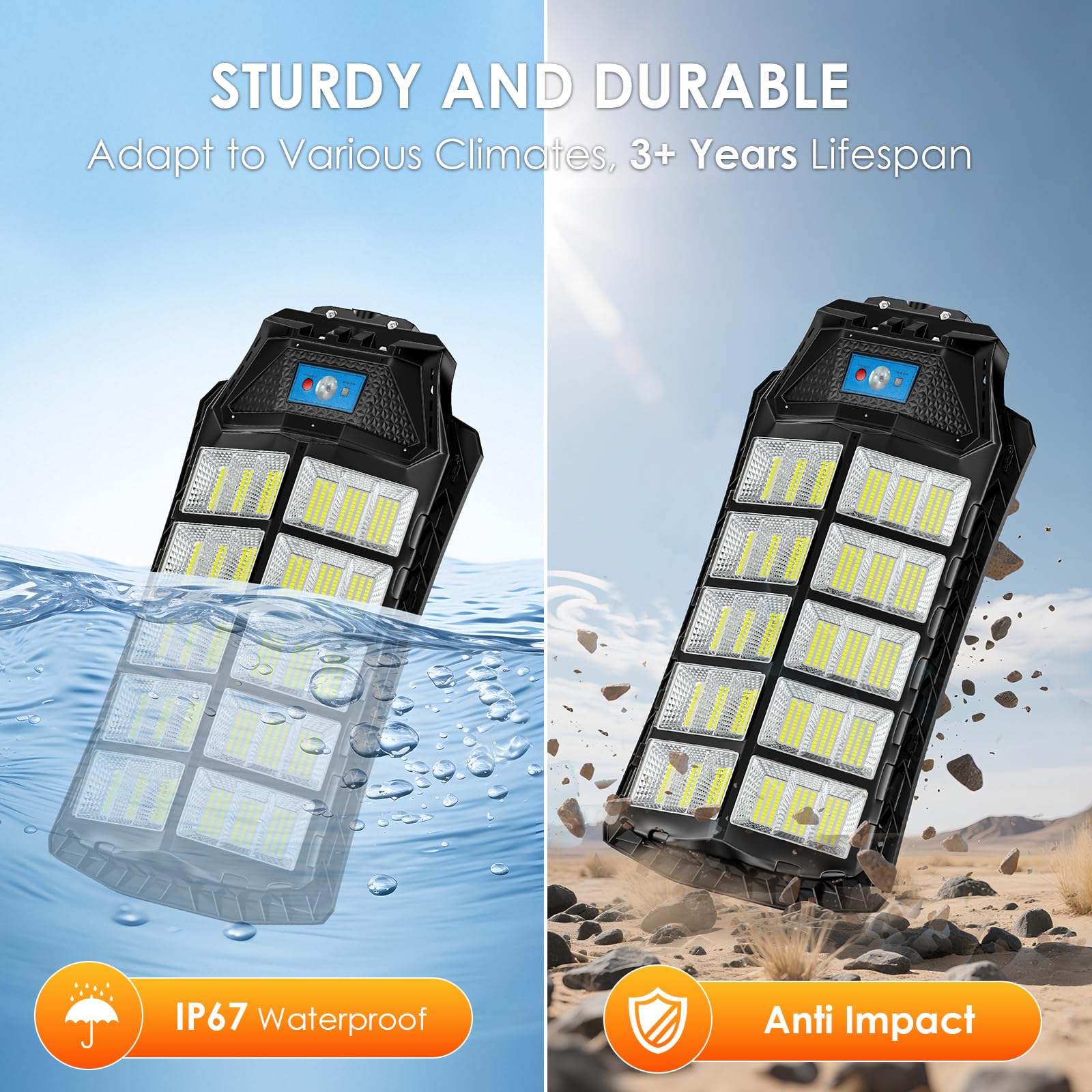 ZIZIWIN 12000W Solar Street Lights, Waterproof 2 Pack, Dusk to Dawn, Remote Control, Motion Sensor, Black, Model SLLDG