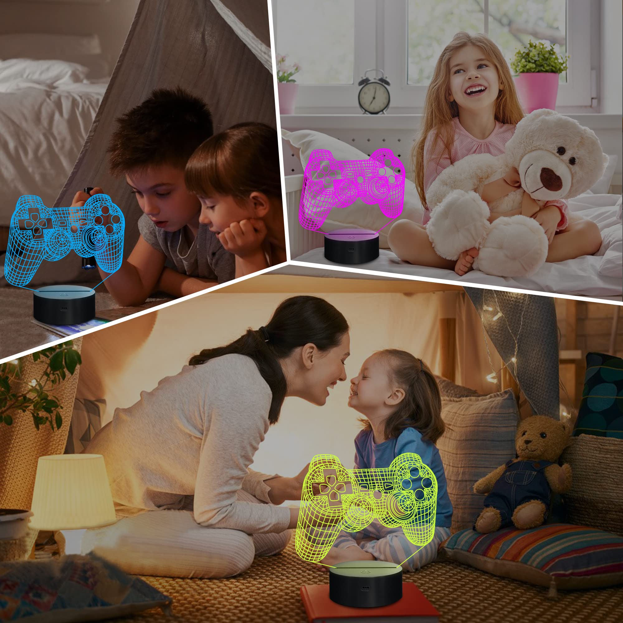 CooPark 3D Gamepad Lamp Night Light, 16 Colors, Remote Control, Acrylic, Multicolored, Model FS-2810-9999