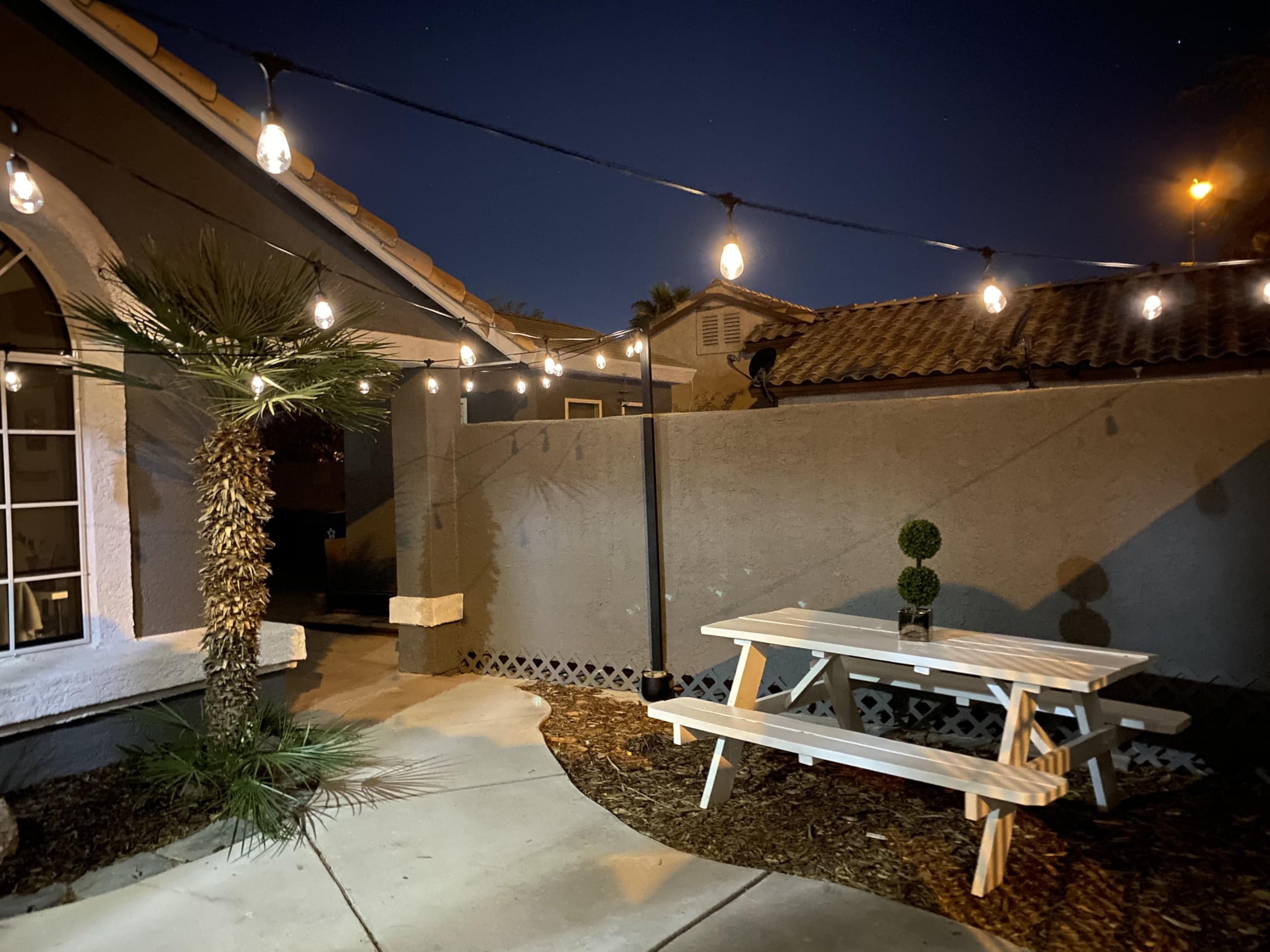 Brightech Ambience Pro - Solar Power Remote Control Outdoor String Lights With Edison Bulbs - Shatterproof, Commercial Grade Led