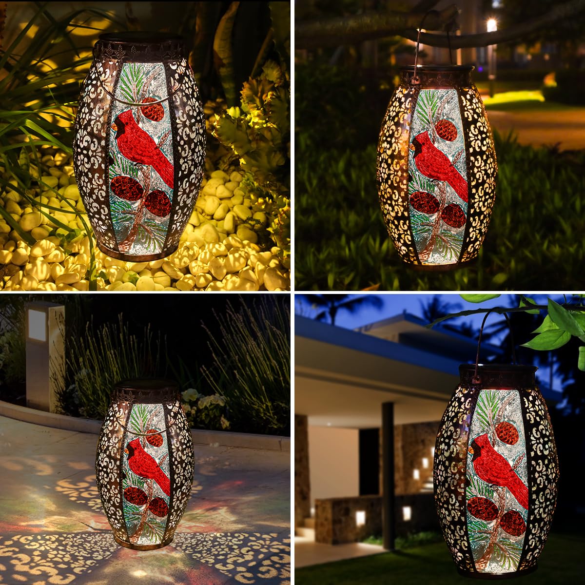 Chinzimei Solar Lantern - Cardinal Metal Led Light, Waterproof Hanging Design For Patio, Garden & Table, Model 183-9