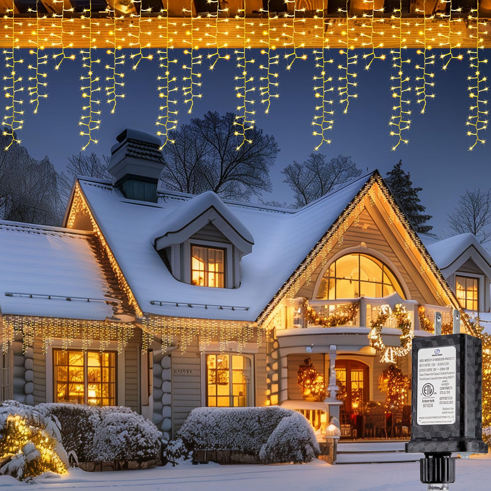 Brightown Cluster Icicle Lights Outdoor, 40FT 1200 LED Icicle Christmas Lights with 60 Drop,12 Modes, Icicle String Lights with 