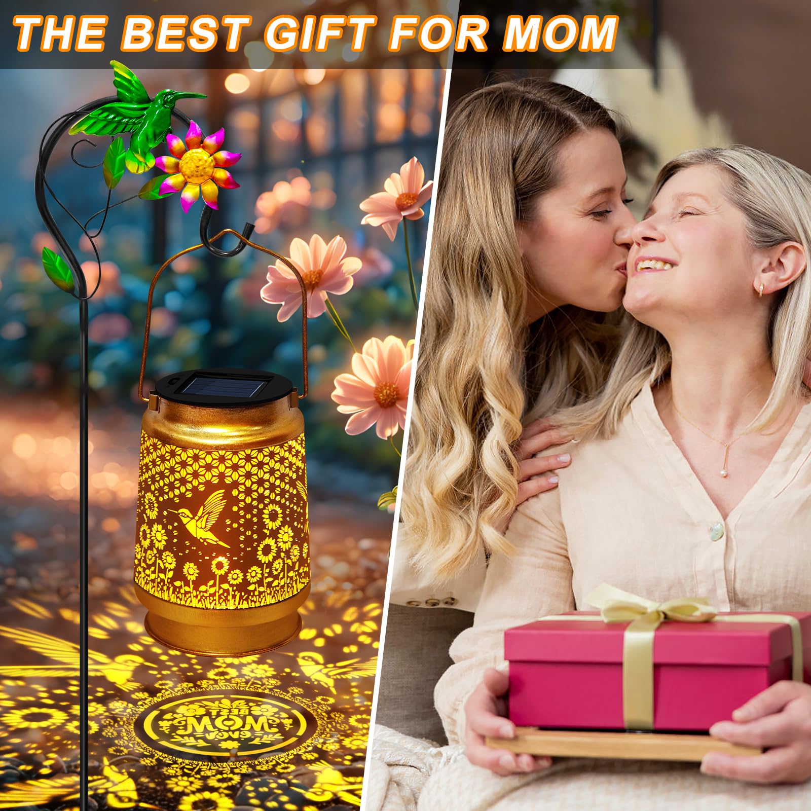 2 Packs Solar Lanterns Outdoor Waterproof Hummingbird Hanging Solar Lights,Sunflower Garden Decor,Hummingbird Gifts For Mom Wome