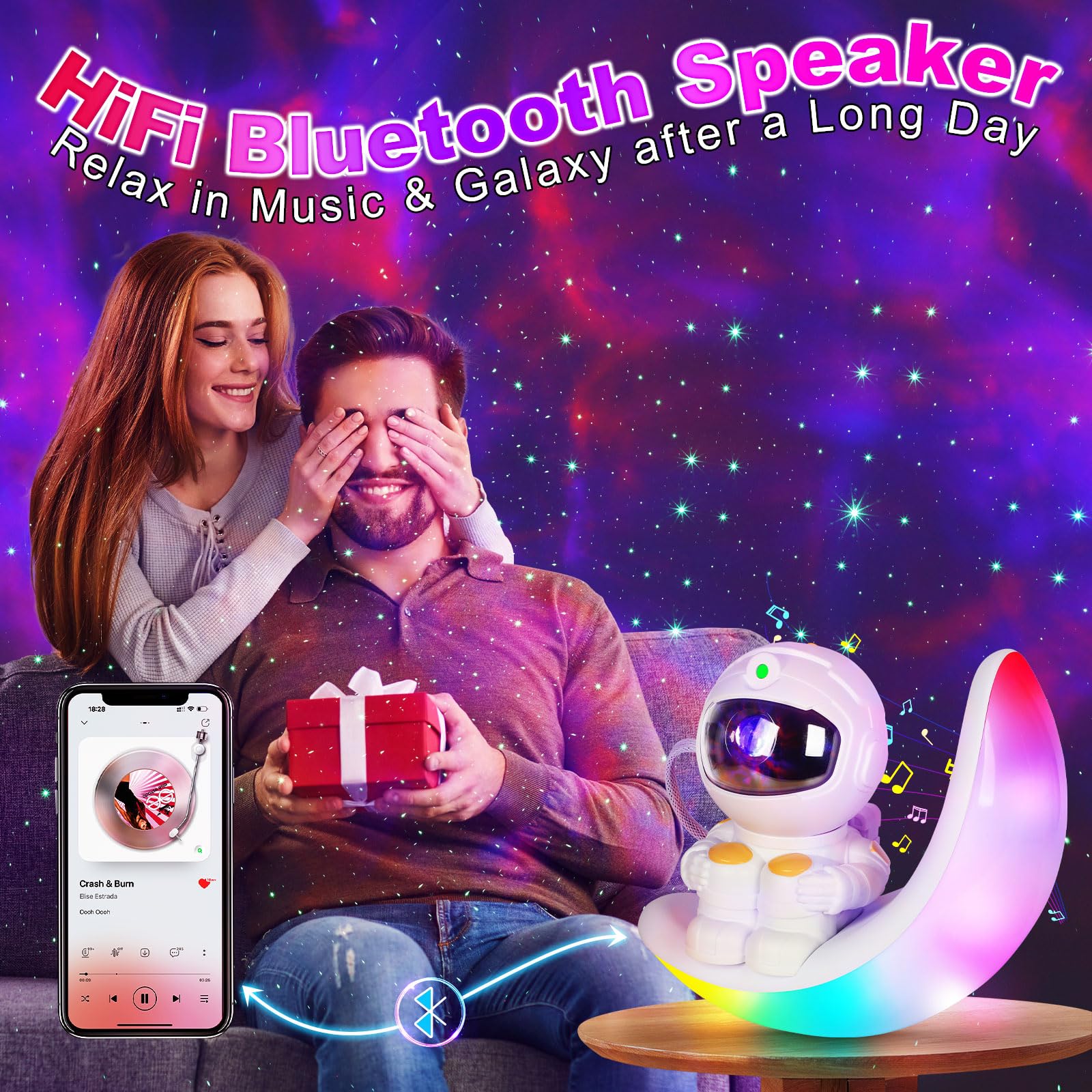 Star Galaxy Night Light Projector For Kids Bedrooms - Astronaut Space Projector - With Remote Control And Timing Function - For